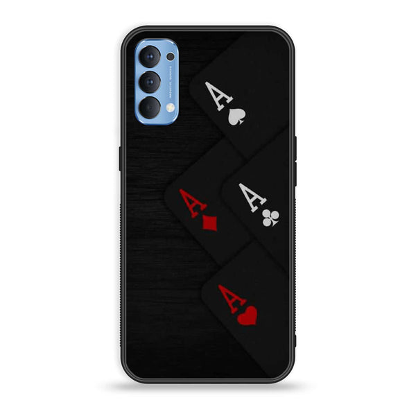 Oppo Reno 4 4G  Black Art Design 5 Premium Printed Glass soft Bumper shock Proof Case CS-16744