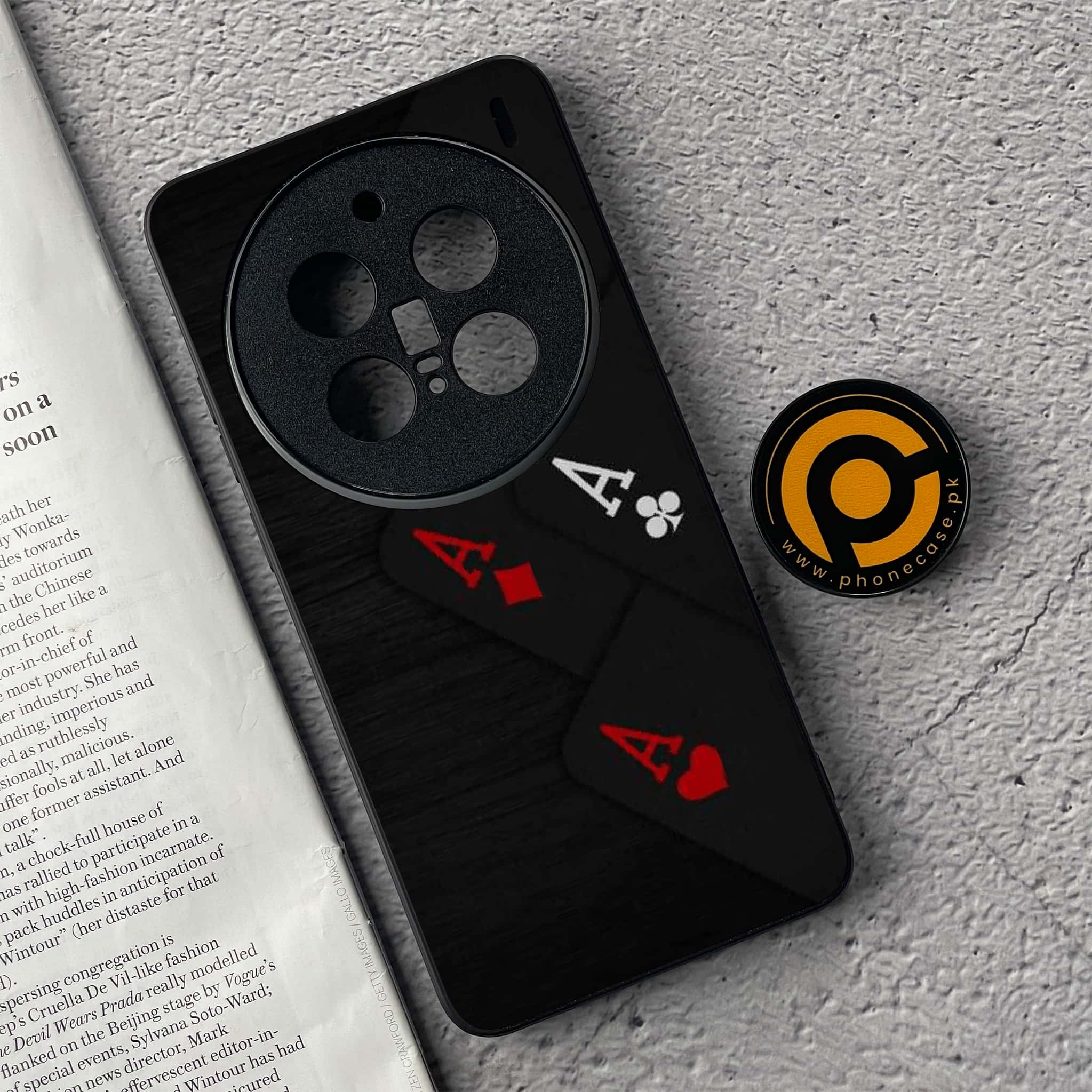 Vivo X200 Pro - Black Art Series - Premium Metal  Printed soft Bumper shock Proof Case