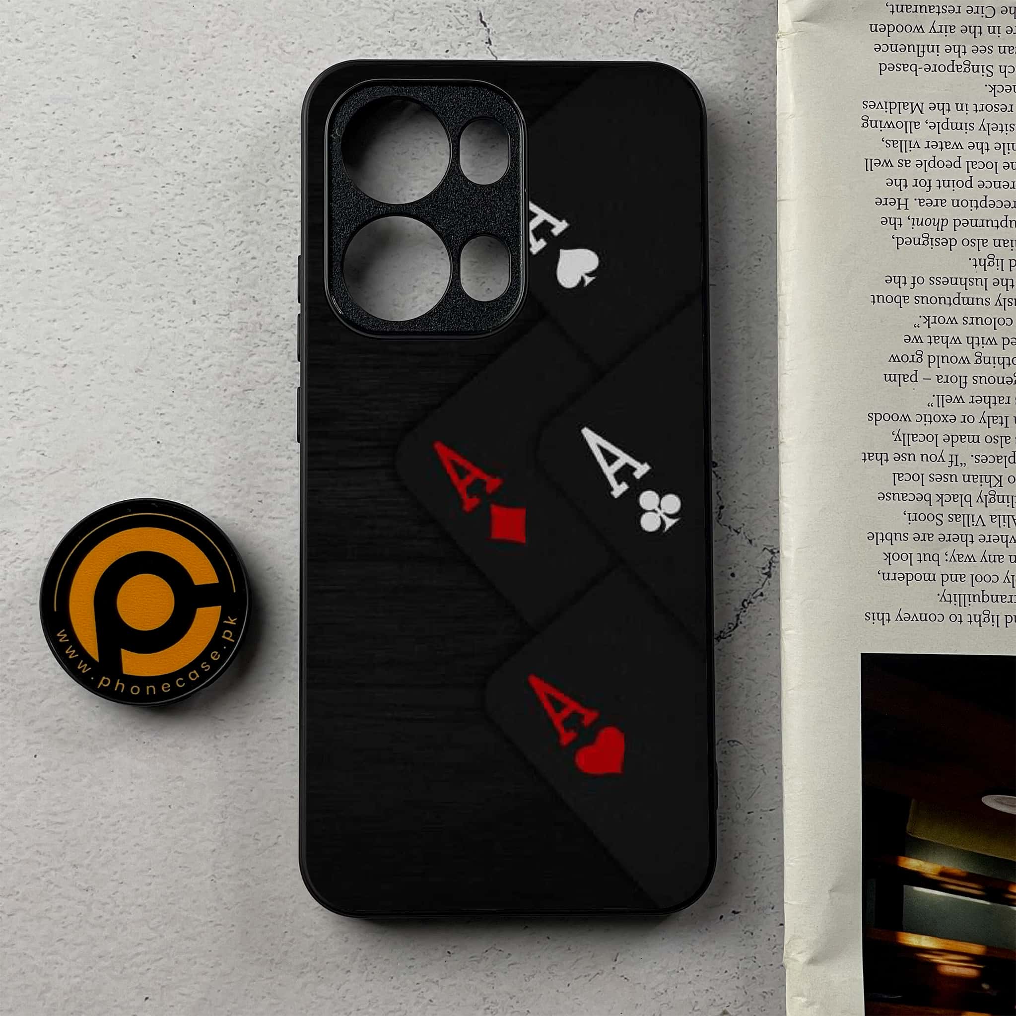 Oppo Reno 13 Pro -Black Art Series - Premium Metal Printed Soft Bumper Shockproof Case
