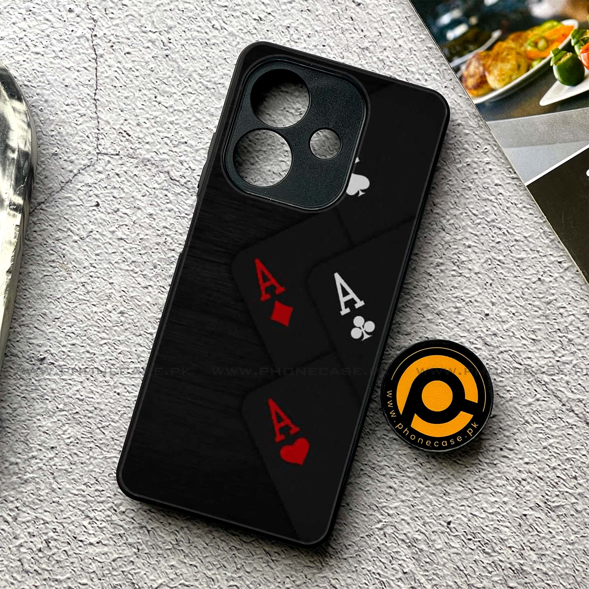 Oppo A5i - Black Art Series - Premium Metal Printed soft Bumper shock Proof Case