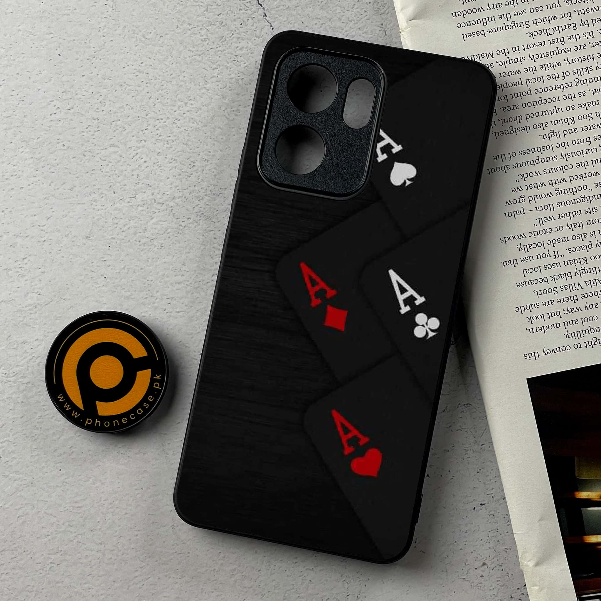 Oppo Reno 13F - Black Art Series - Premium Metal Printed Soft Bumper Shockproof Case