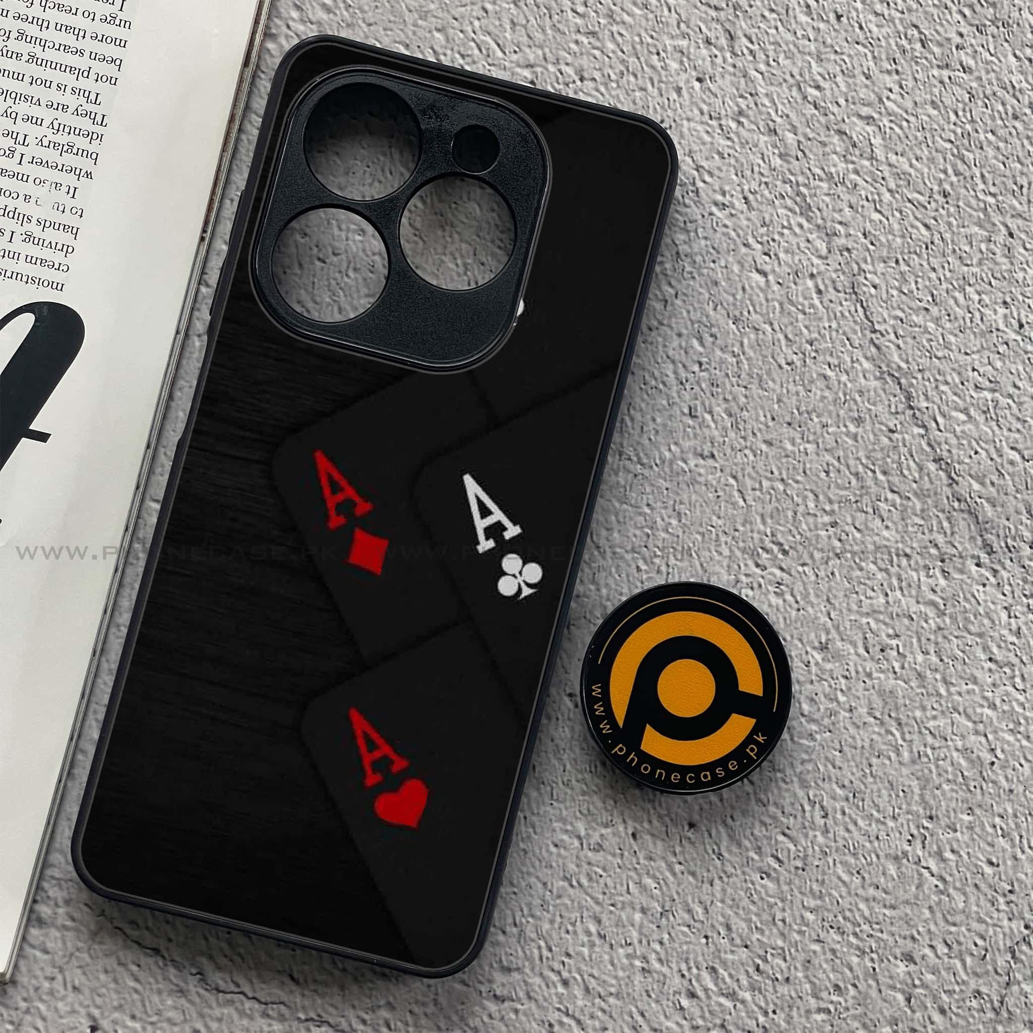 Tecno Spark 20C - Black Art Series - Premium Printed Glass soft Bumper shock Proof Case