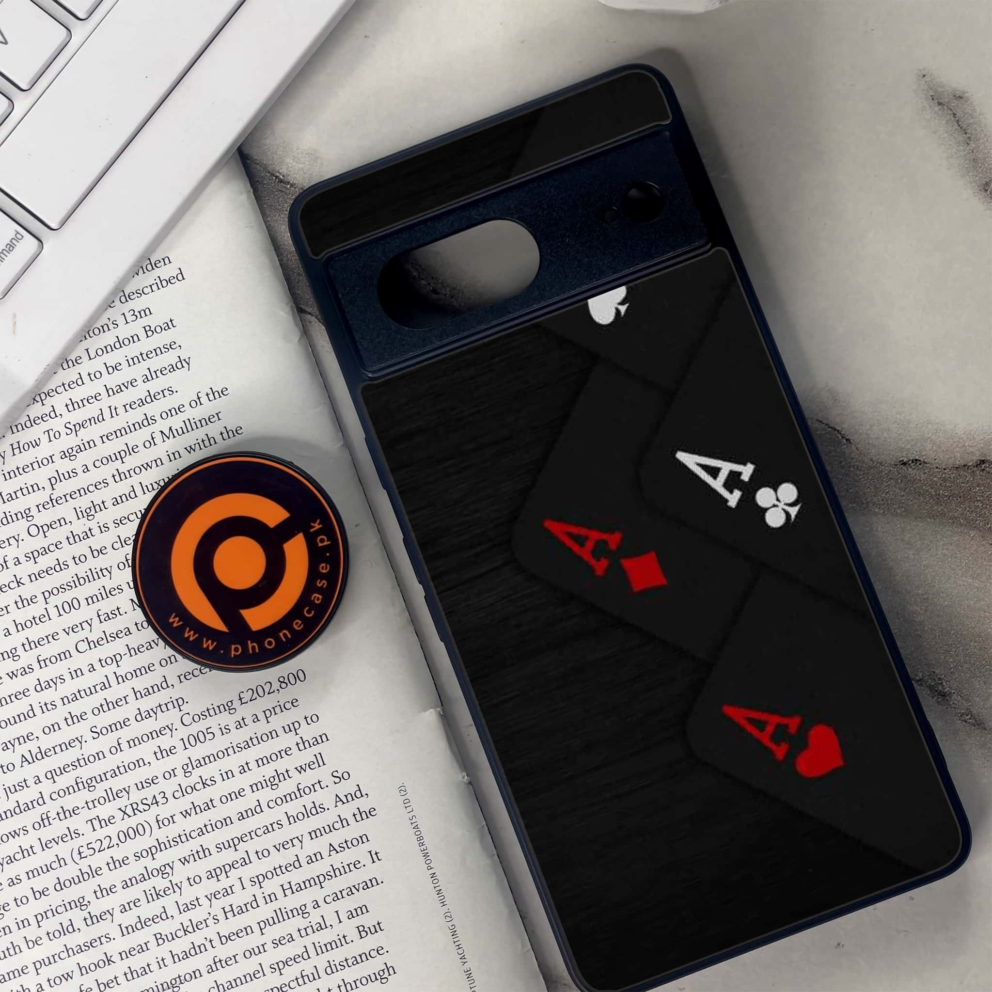 Google Pixel 7 - Black Art Series - Premium Metal Printed soft Bumper Shock Proof Case