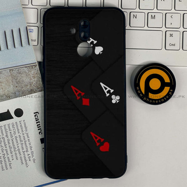 Huawei Mate 20 Lite - Black Art Design 5  - Premium Printed Glass soft Bumper shock Proof Case  CS-39494