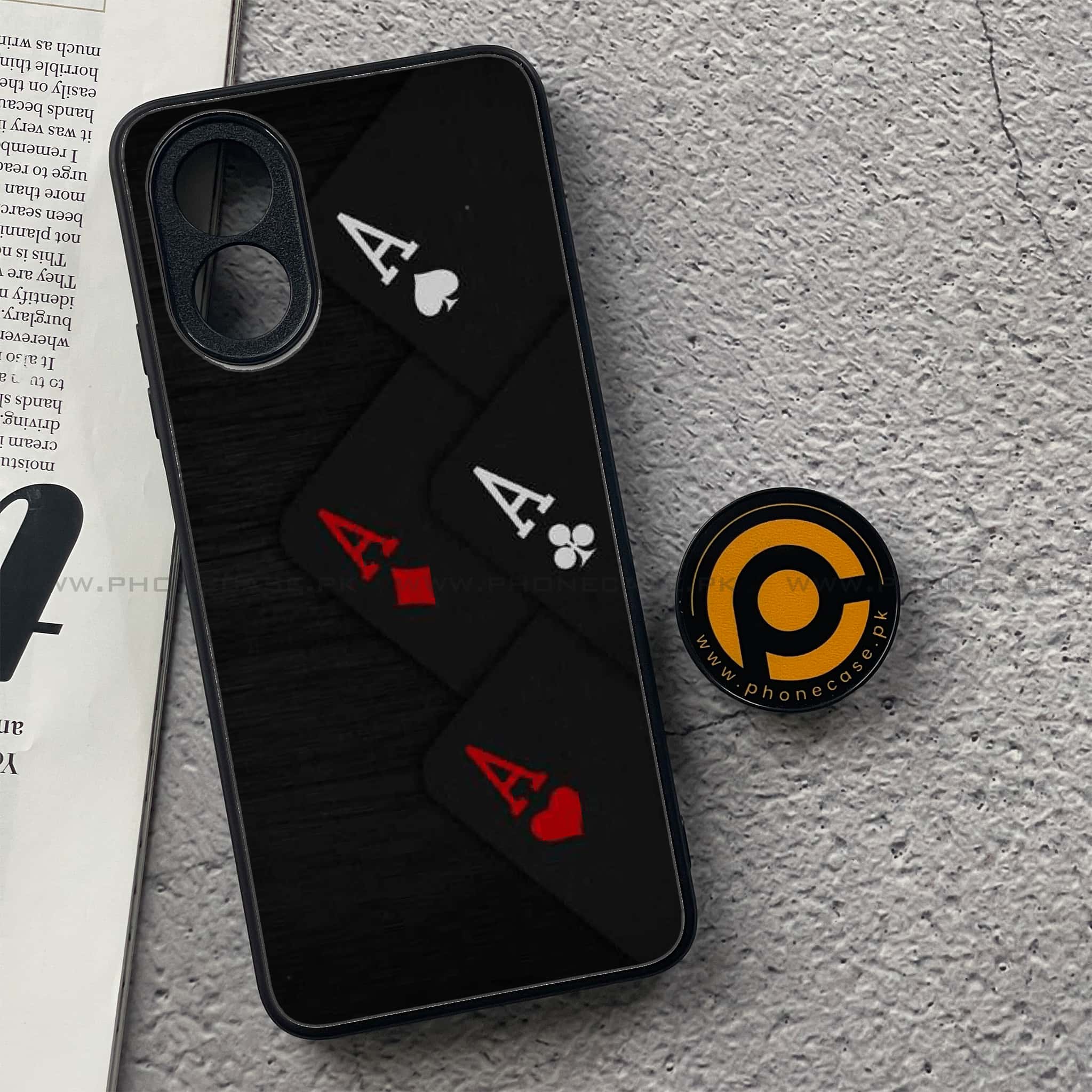 Oppo A18 4G - Black Art Series - Premium Printed Glass soft Bumper shock Proof Case