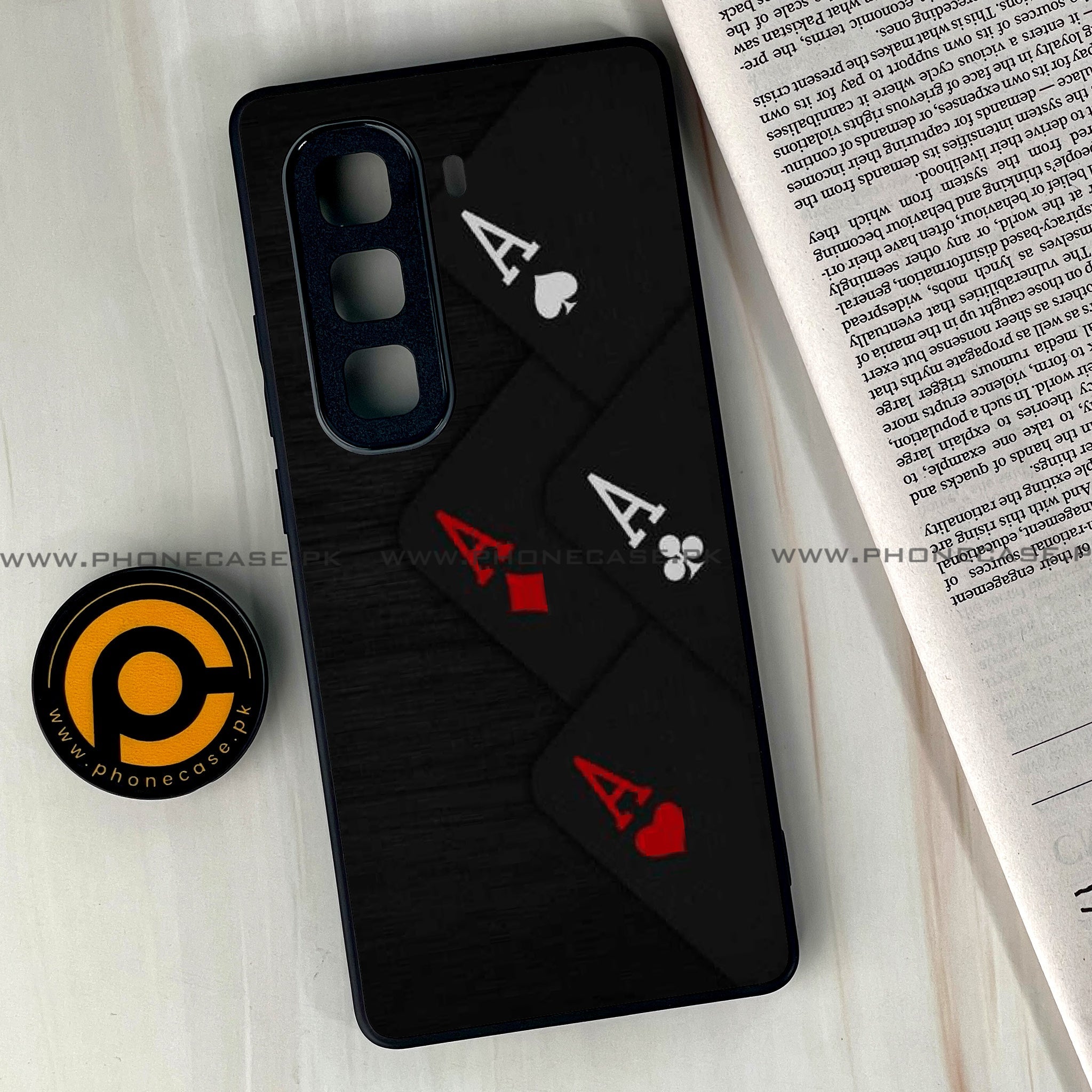 Infinix Hot 60 Pro Plus - Black Art Series - Premium Metal Printed soft Bumper shock Proof Case