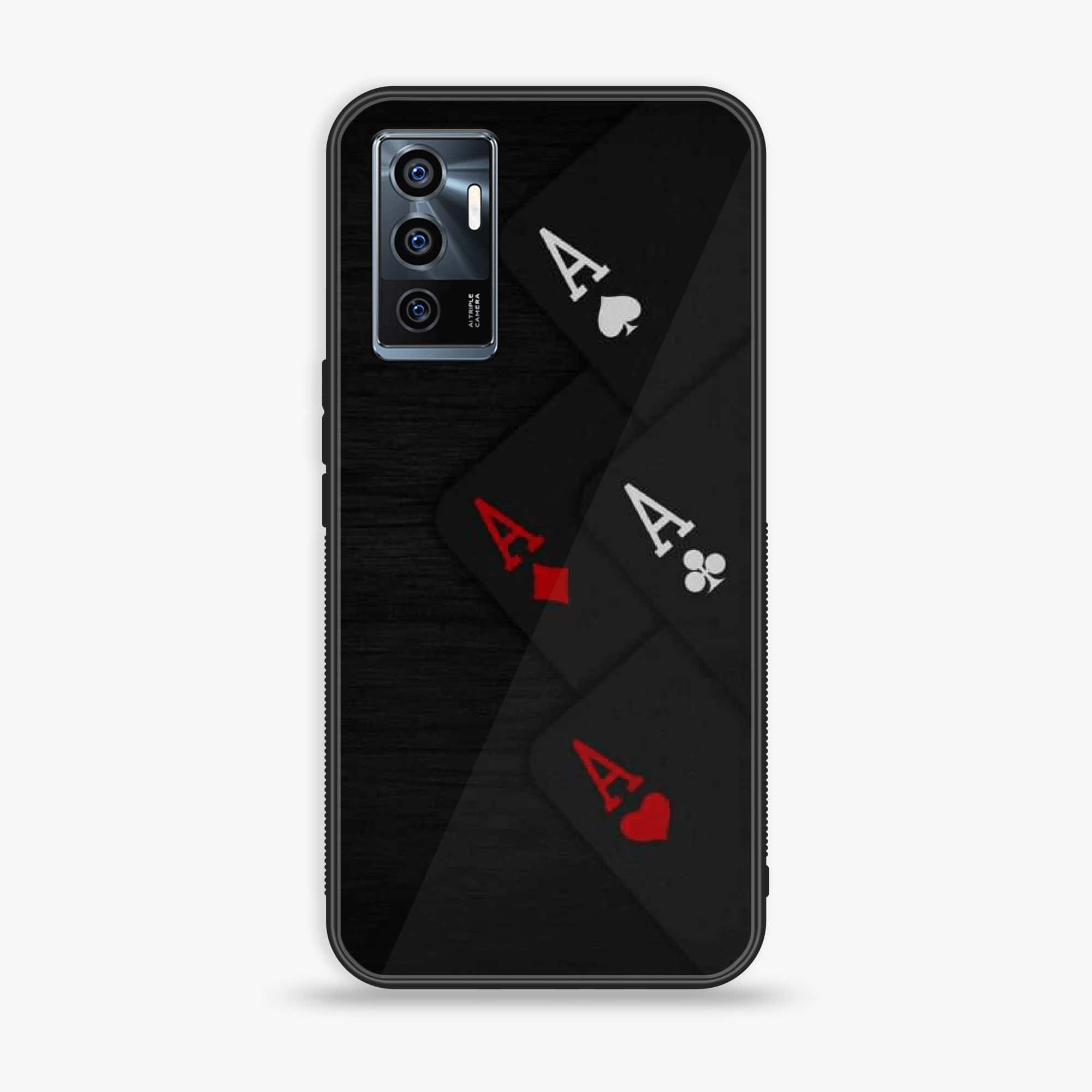 Vivo V23e - Black Art Series - Premium Printed Glass soft Bumper shock Proof Case