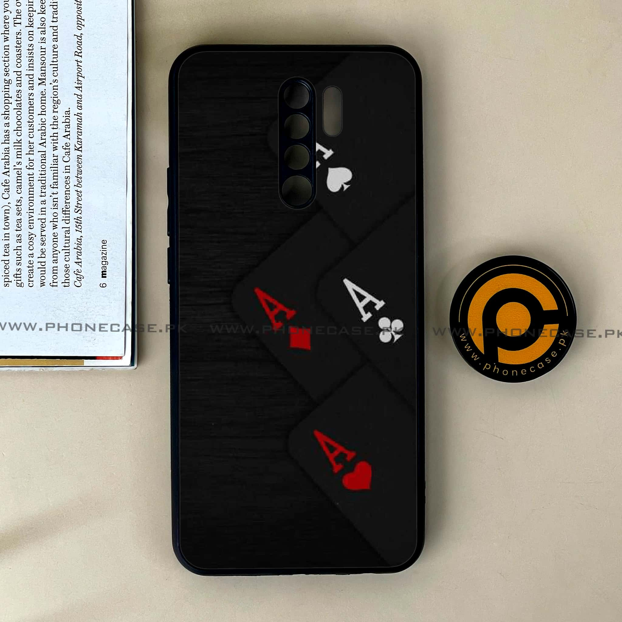 Xiaomi Redmi 9 - Black Art Series - Premium Printed Glass soft Bumper shock Proof Case