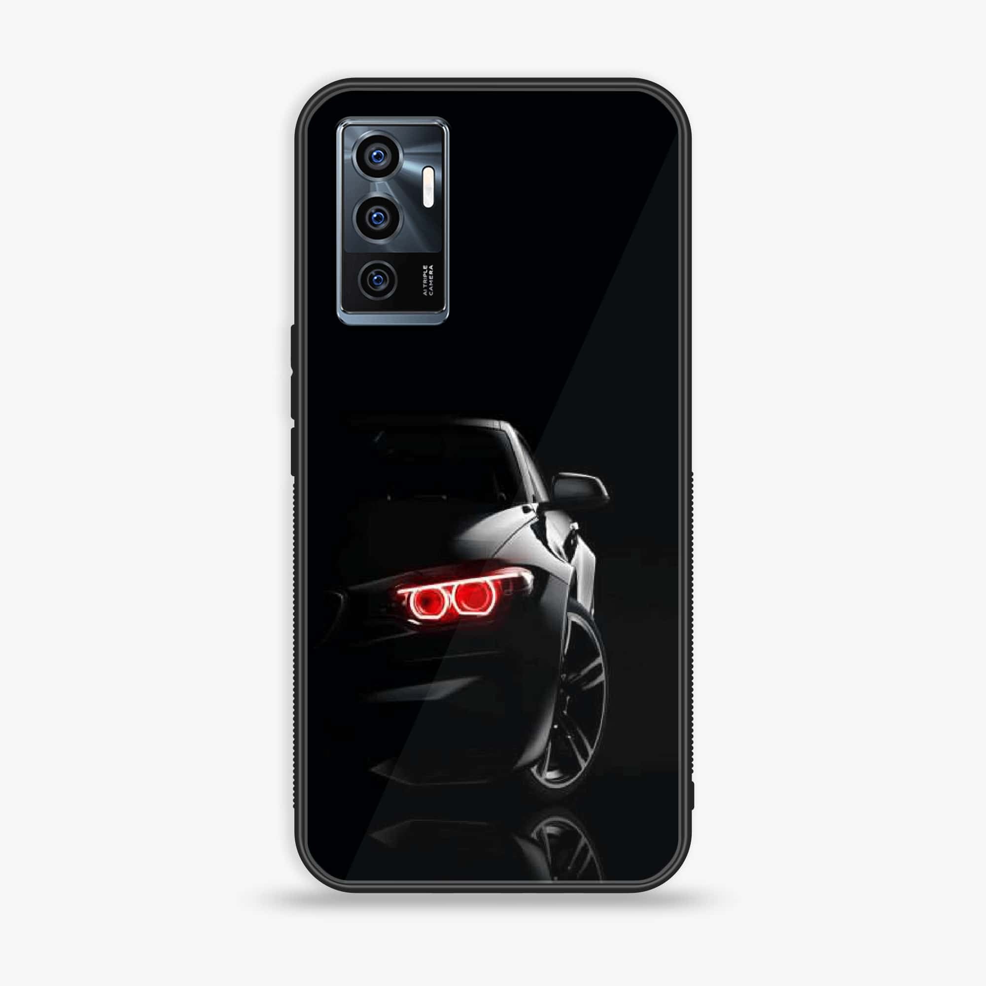 Vivo V23e - Black Art Series - Premium Printed Glass soft Bumper shock Proof Case