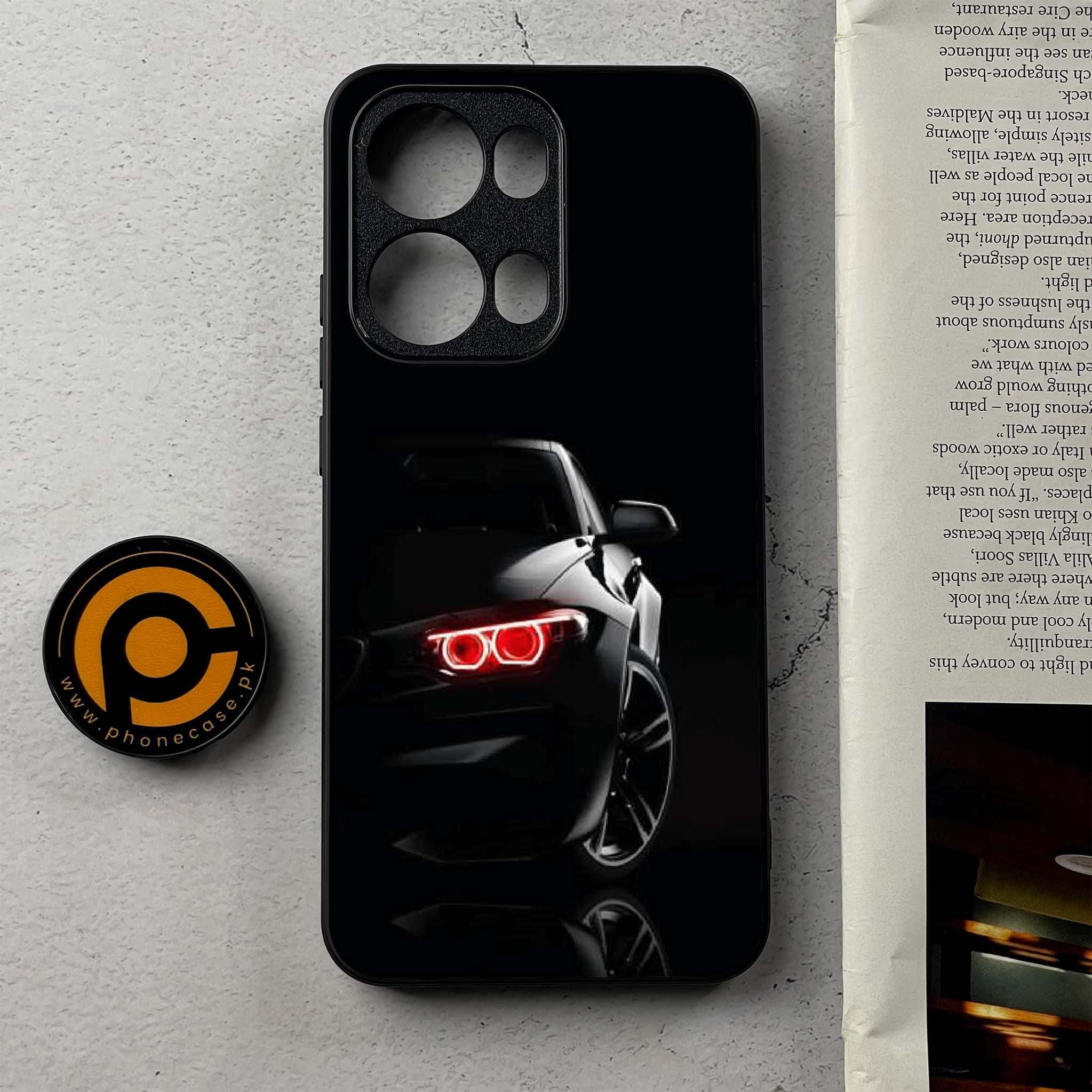 Oppo Reno 13 Pro -Black Art Series - Premium Metal Printed Soft Bumper Shockproof Case