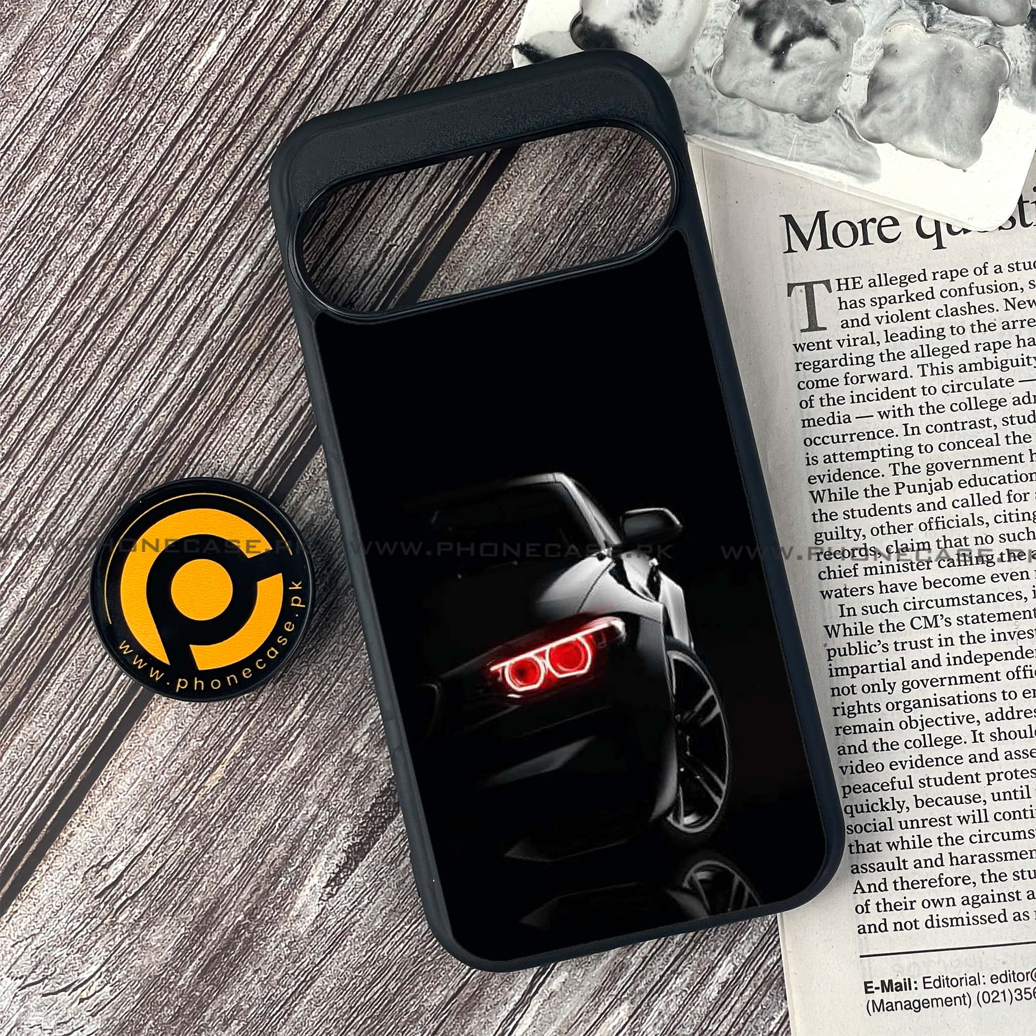 Google Pixel 9 Pro - Black Art Series - Premium Printed Glass soft Bumper shock Proof Case