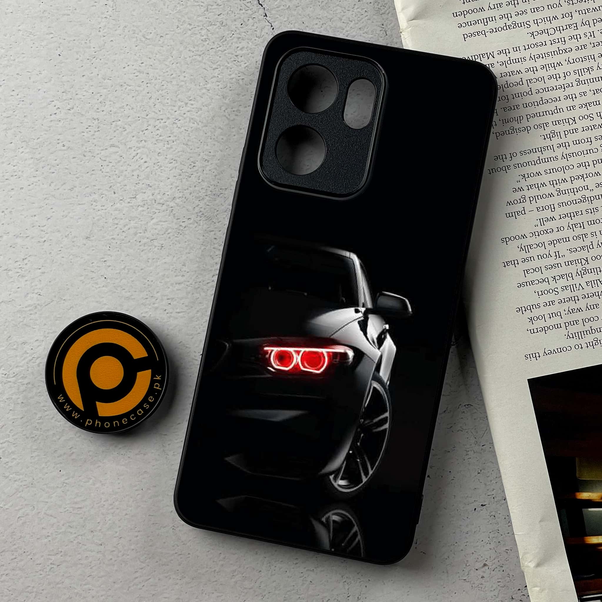 Oppo Reno 13F - Black Art Series - Premium Metal Printed Soft Bumper Shockproof Case