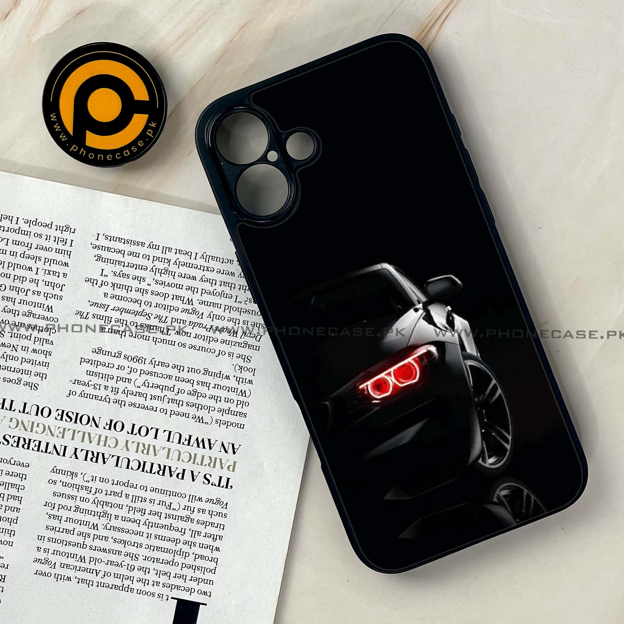 iPhone 16 - Black Art Series - Premium Printed Glass soft Bumper shock Proof Case