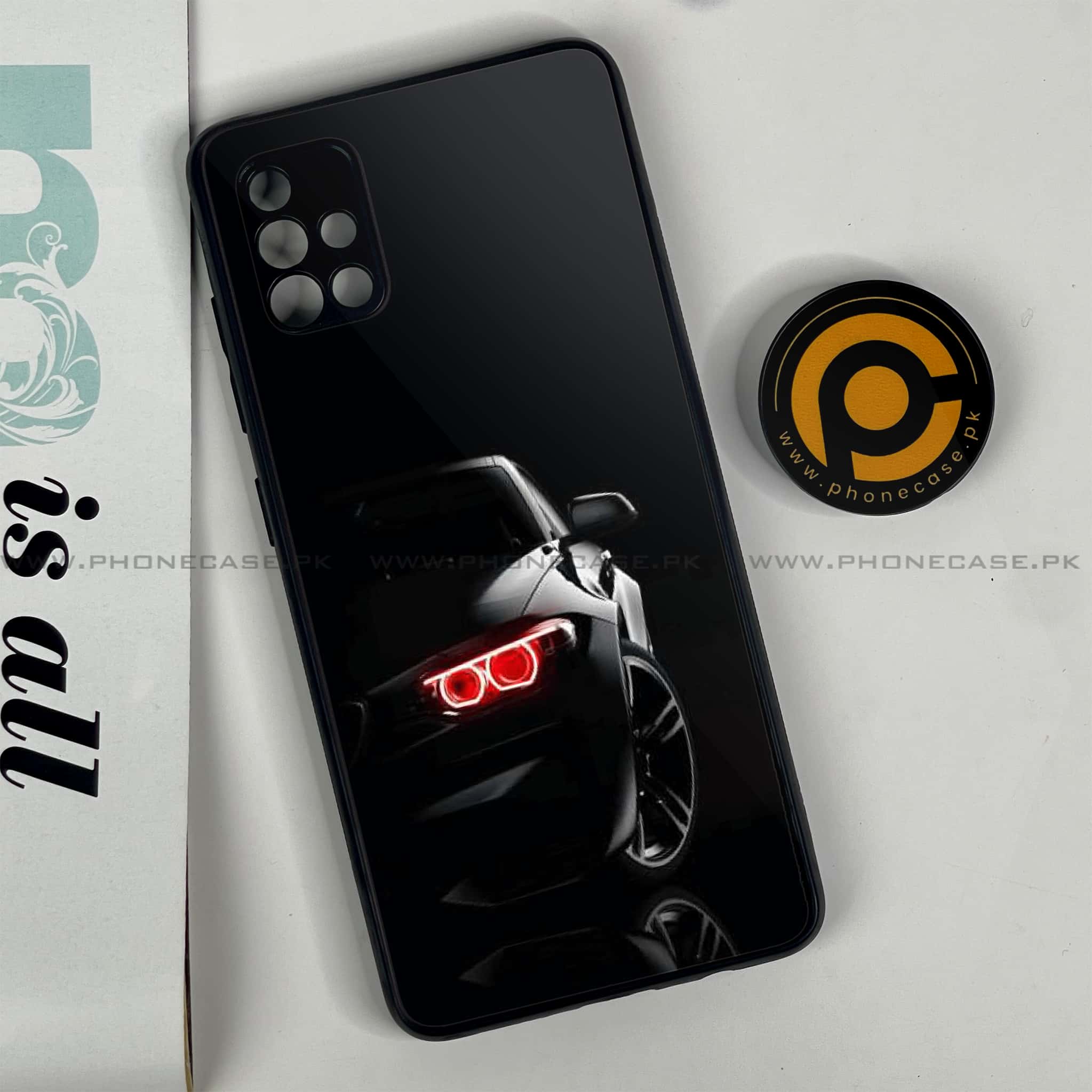 Samsung Galaxy A51 Black Art Series Premium Printed Glass soft Bumper shock Proof Case