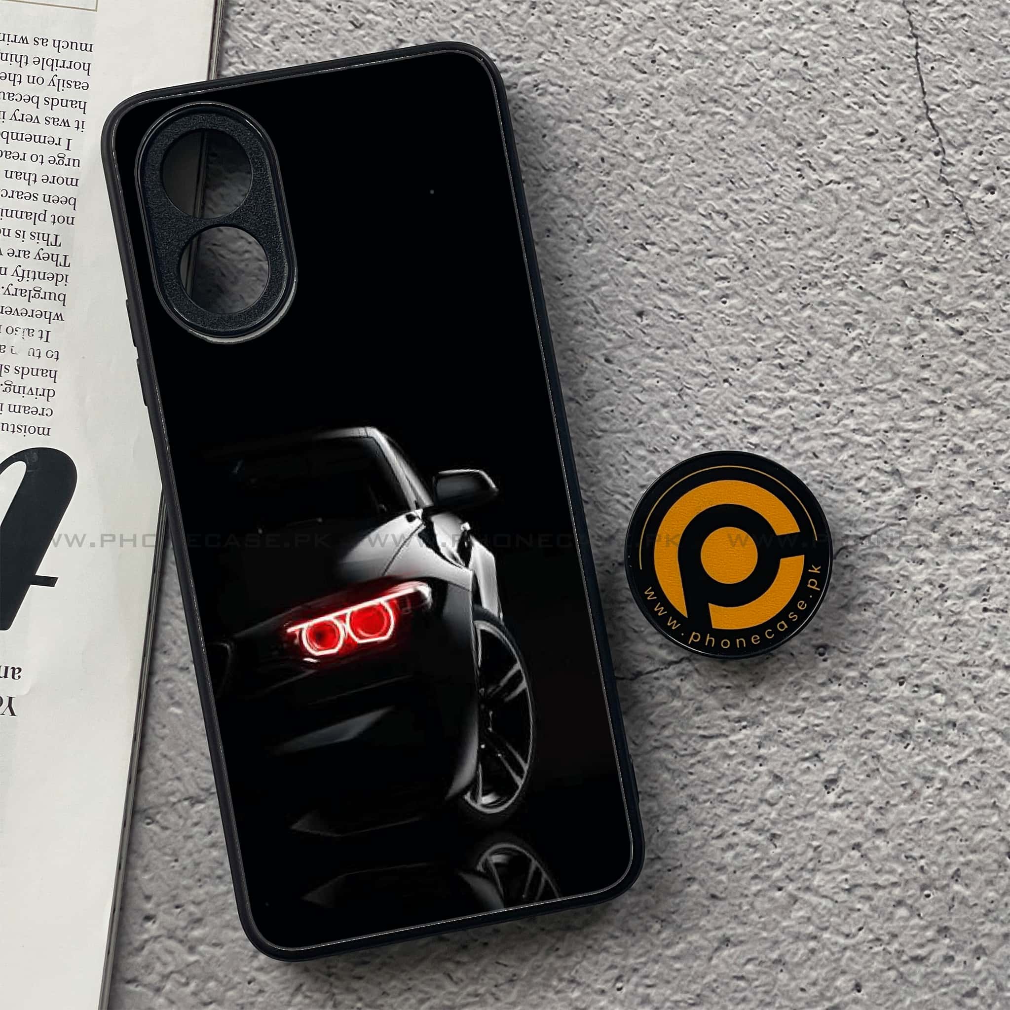 Oppo A18 4G - Black Art Series - Premium Printed Glass soft Bumper shock Proof Case