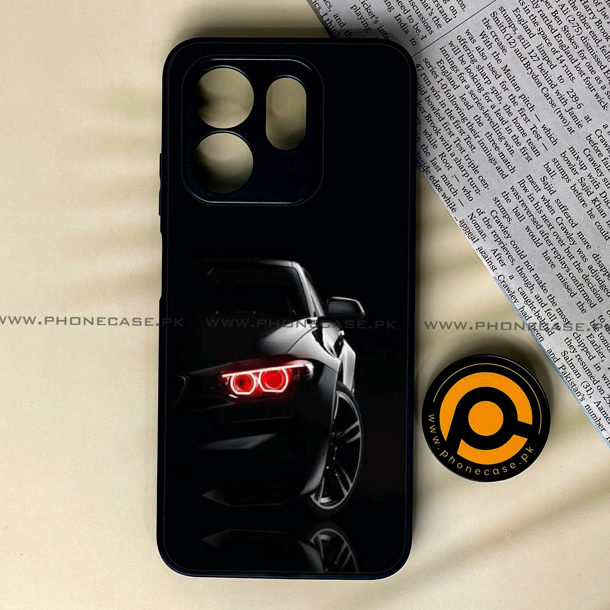 Infinix Hot 50i - Black Art Series - Premium Printed Glass soft Bumper shock Proof Case