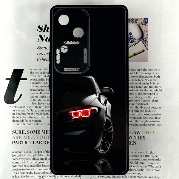 Vivo V30 - Black Art Design 6 - Premium Printed Glass soft Bumper shock Proof Case CS-18506