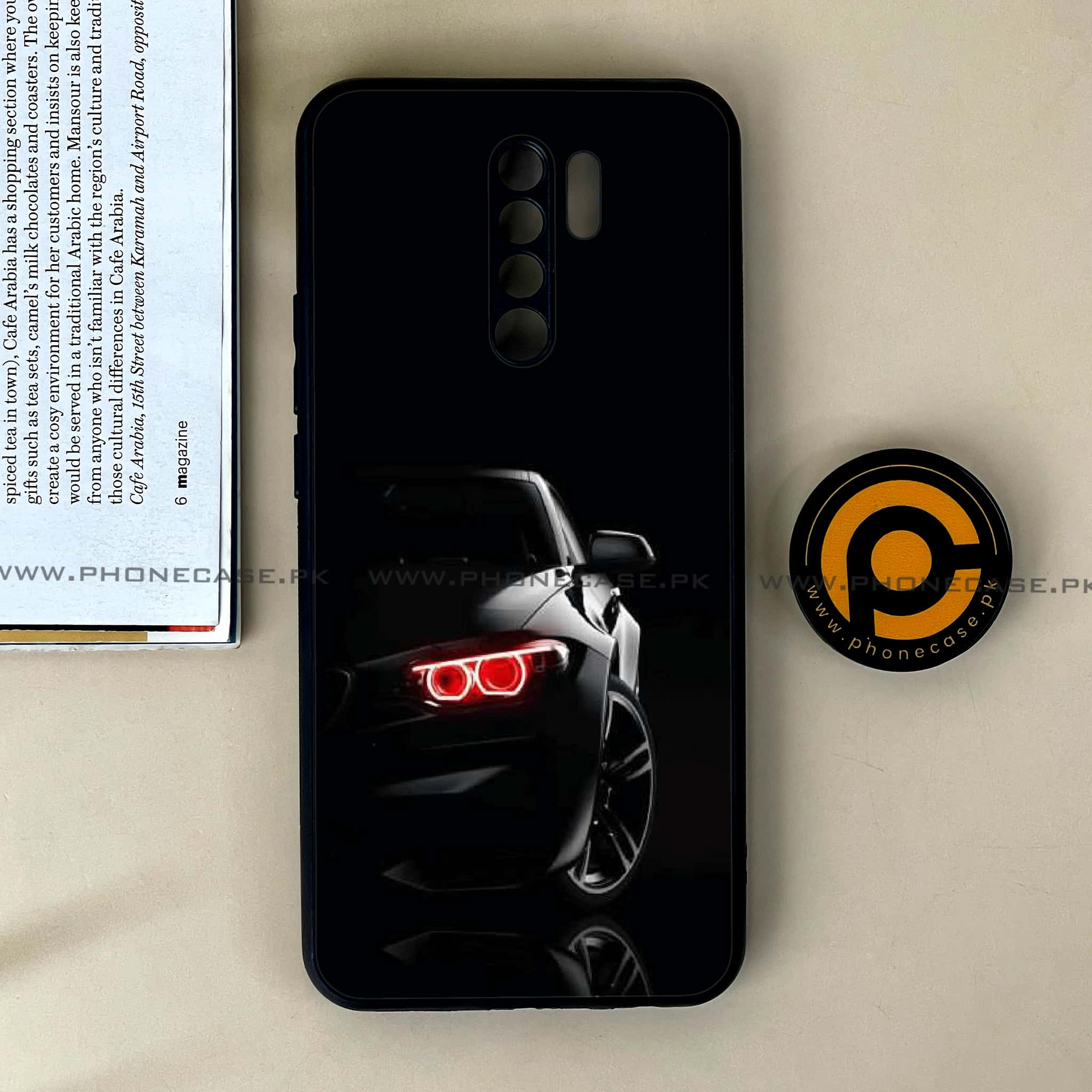 Xiaomi Redmi 9 - Black Art Series - Premium Printed Glass soft Bumper shock Proof Case