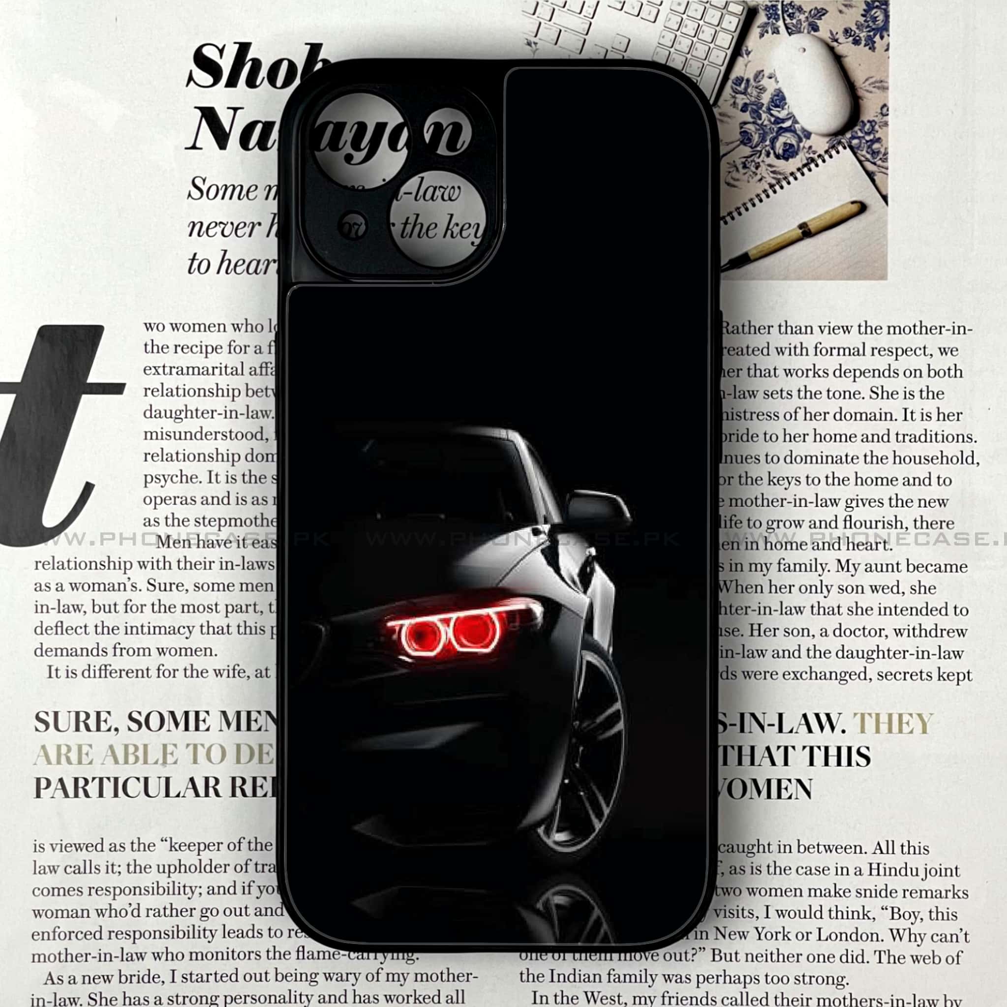 iPhone 15 - Black Art Series - Premium Printed Glass soft Bumper shock Proof Case