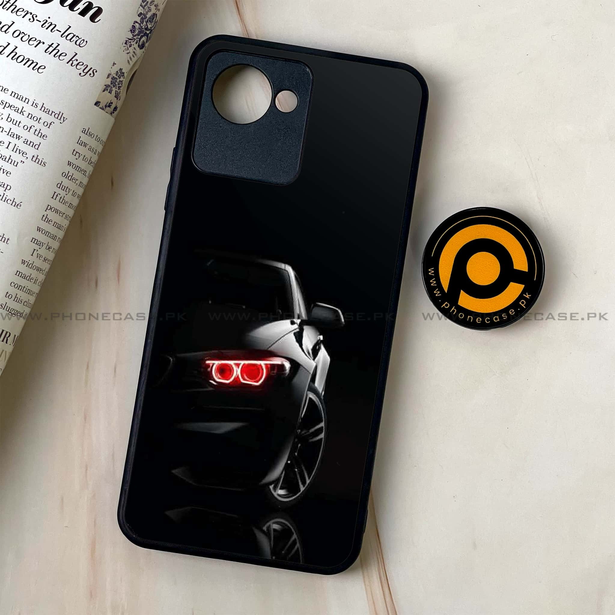 Realme C30 - Black Art Series - Premium Printed Glass soft Bumper shock Proof Case