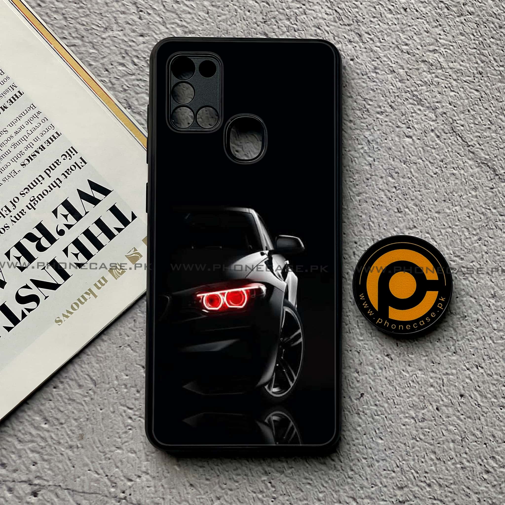 Samsung Galaxy A21s - Black Art Series - Premium Printed Glass soft Bumper shock Proof Case