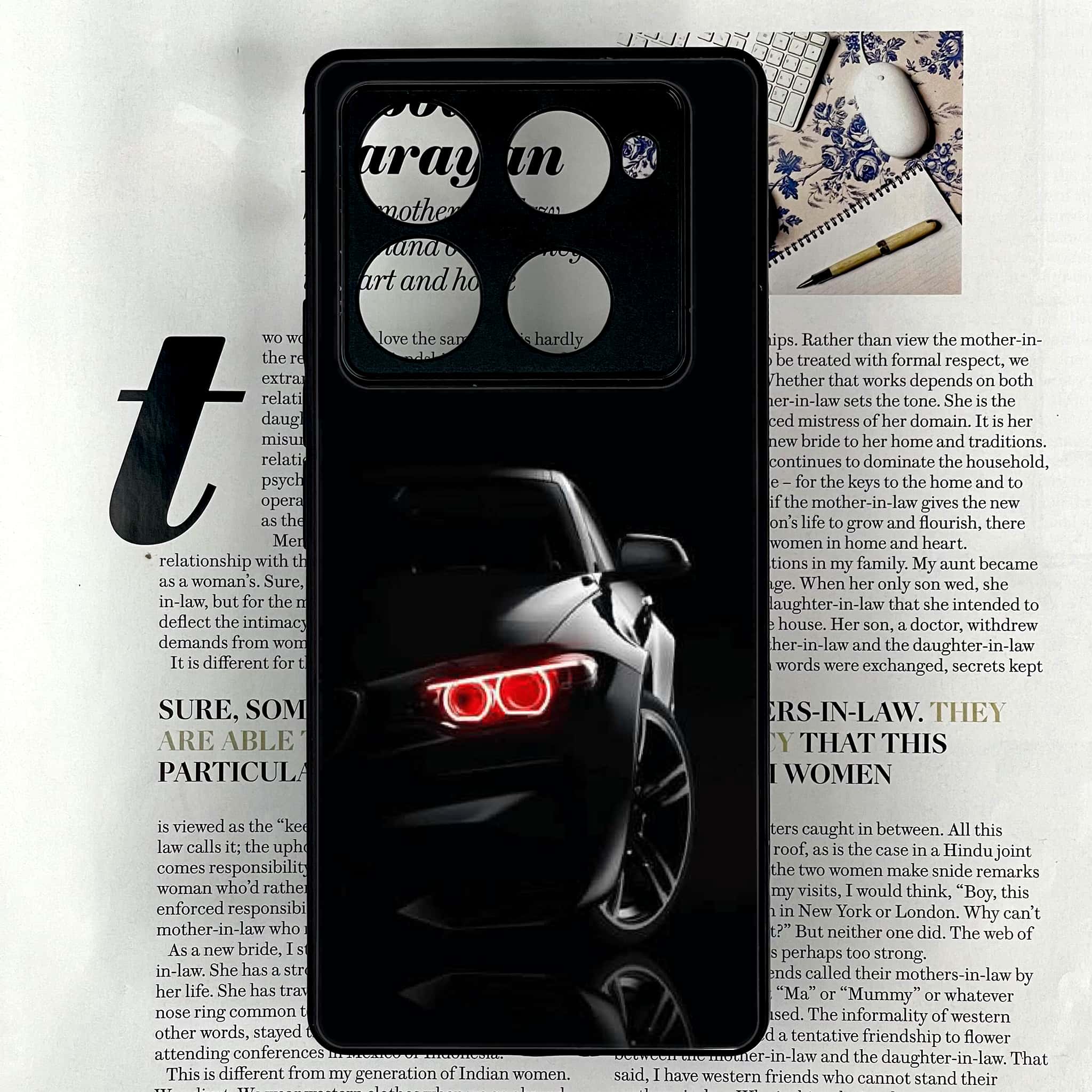 Infinix Note 40 Pro Plus - Black Art Series - Premium Metal Printed soft Bumper shock Proof Case