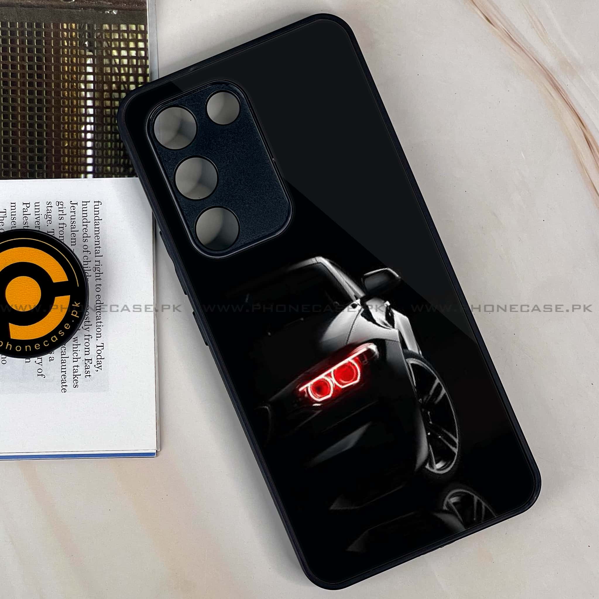 Vivo Y200e - Black Art Series - Premium Metal Printed soft Bumper shock Proof Case