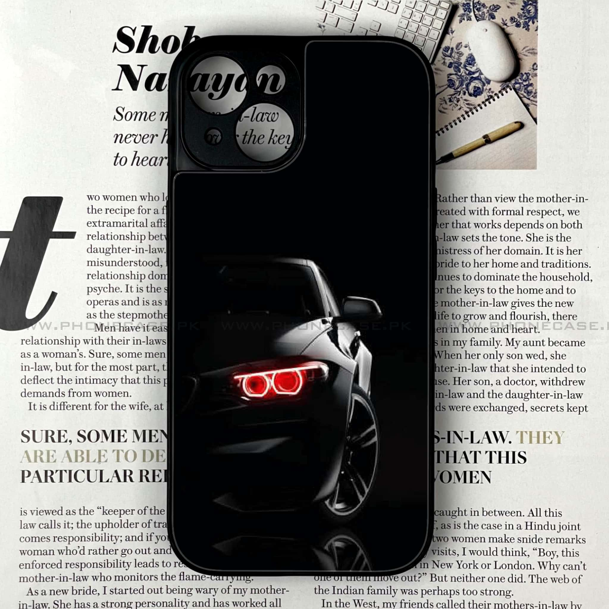 iPhone 14 - Black Art Series - Premium Printed Glass soft Bumper shock Proof Case