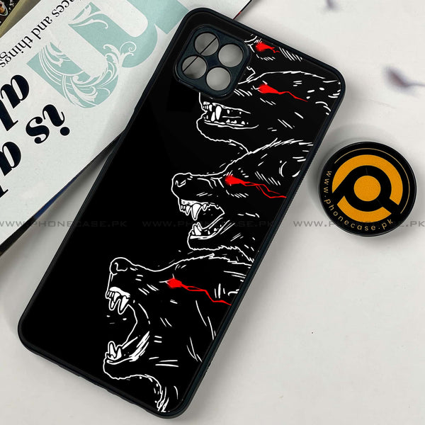 Samsung Galaxy A22 5G - Black Art Design 7- Premium Printed Glass soft Bumper shock Proof Case CS-45298