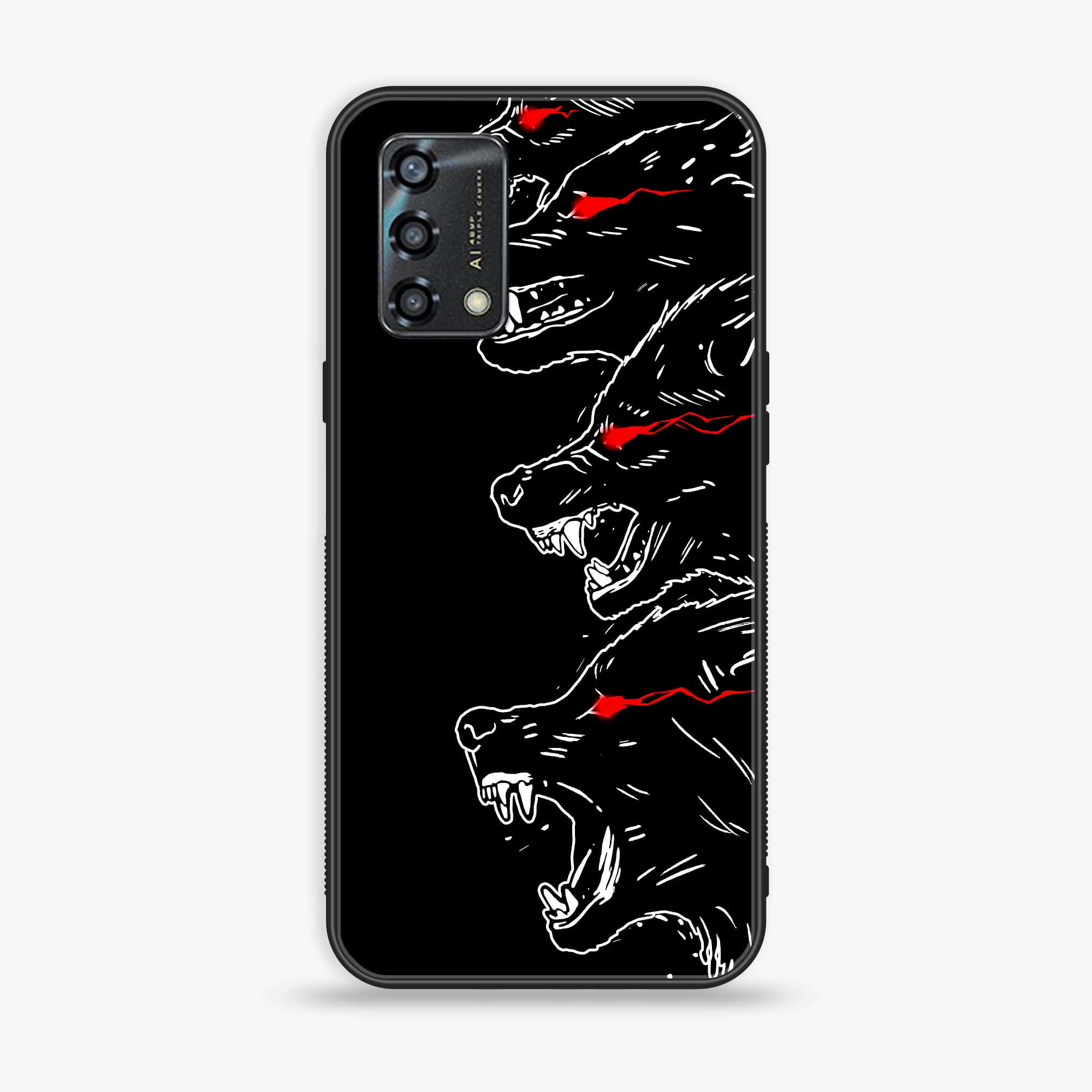 Oppo A95  - Black Art Series - Premium Printed Glass soft Bumper shock Proof Case