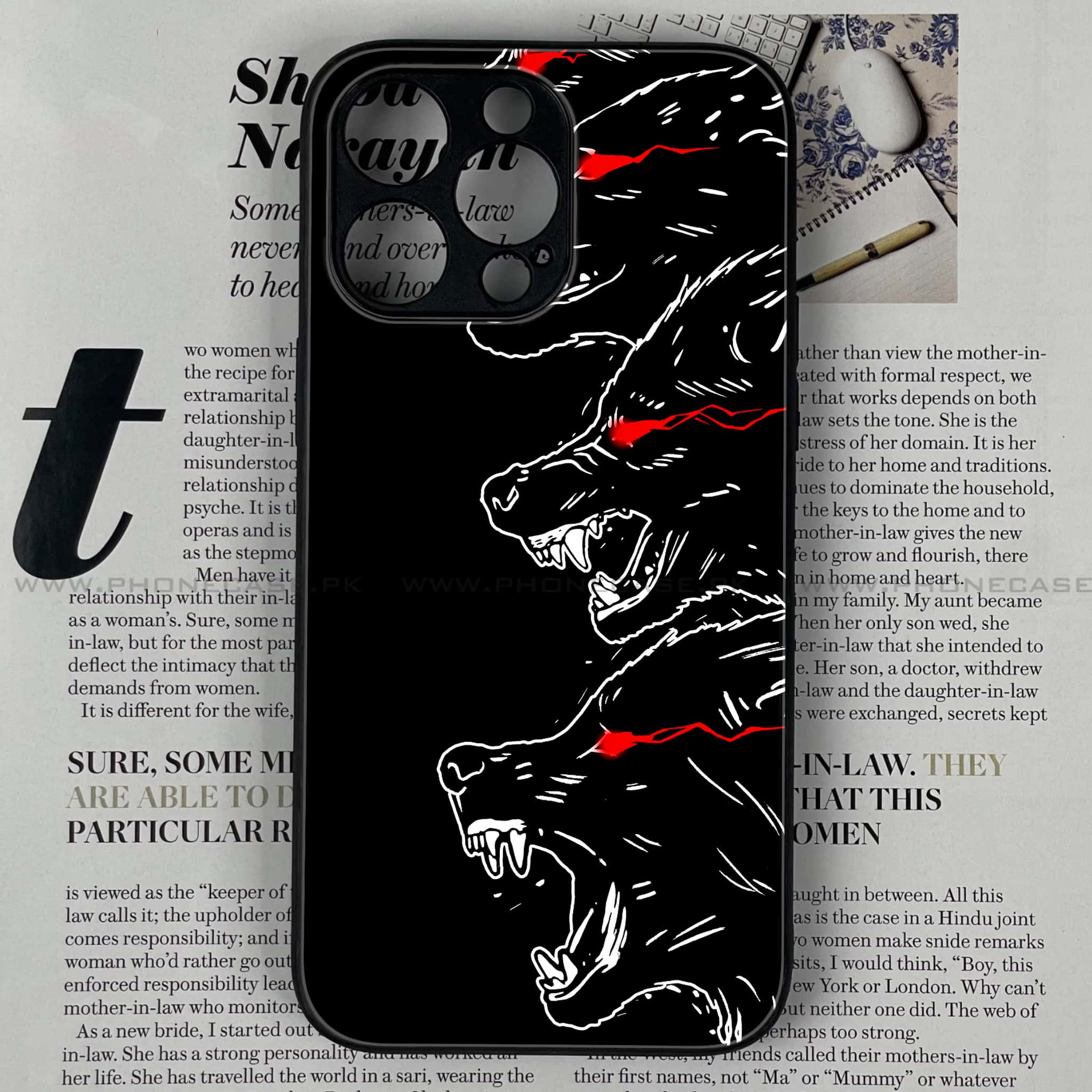 iPhone 13 Pro Max - Black Art Series - Premium Printed Glass soft Bumper shock Proof Case