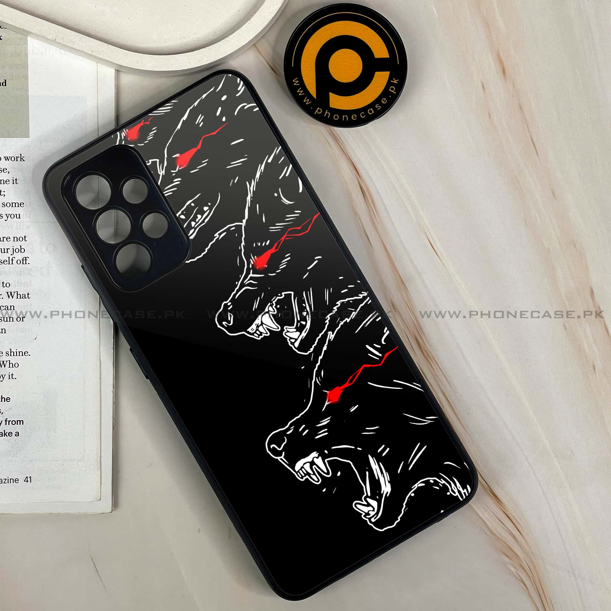 Samsung Galaxy A32 4G- Black Art Series - Premium Printed Glass soft Bumper shock Proof Case
