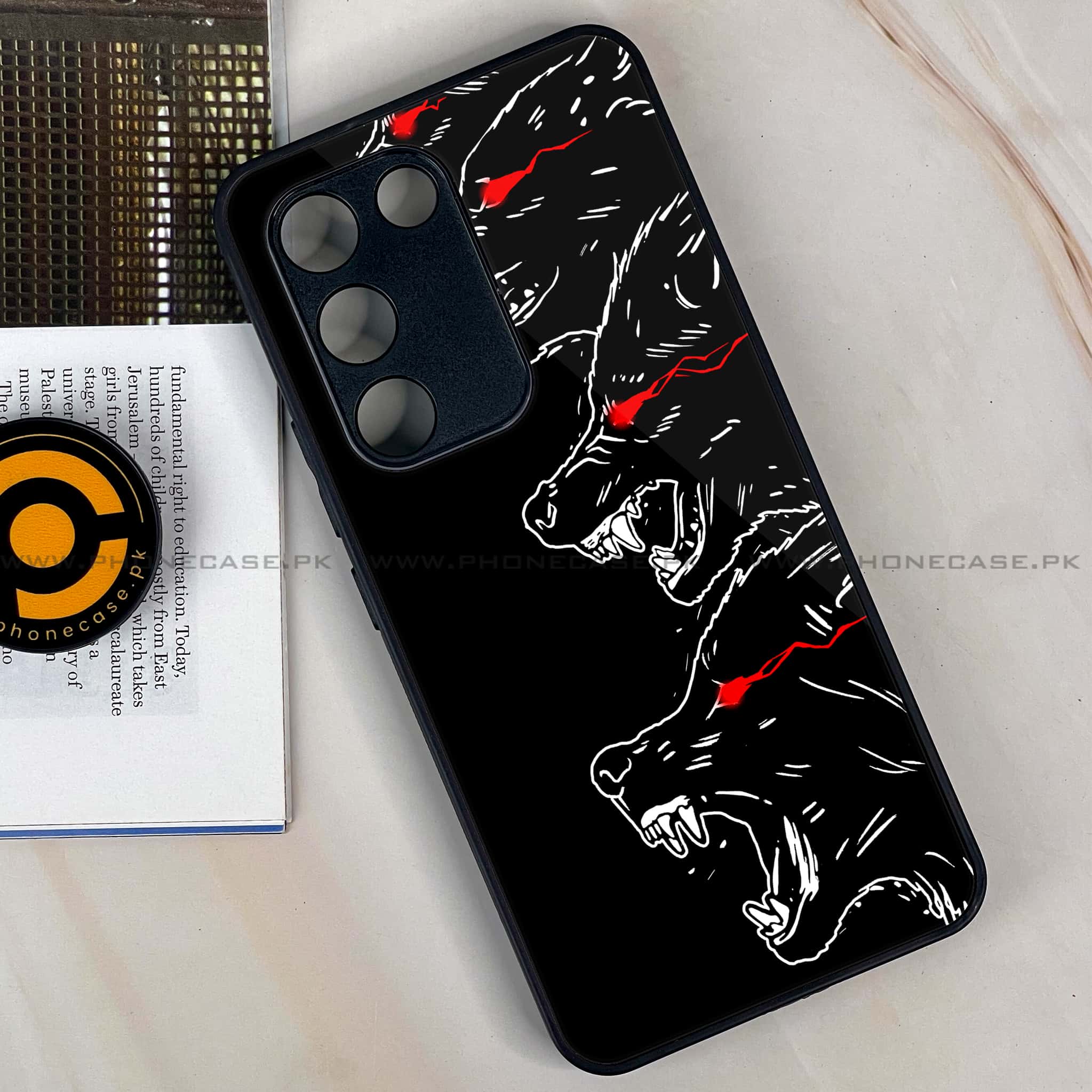 Vivo Y200e - Black Art Series - Premium Metal Printed soft Bumper shock Proof Case