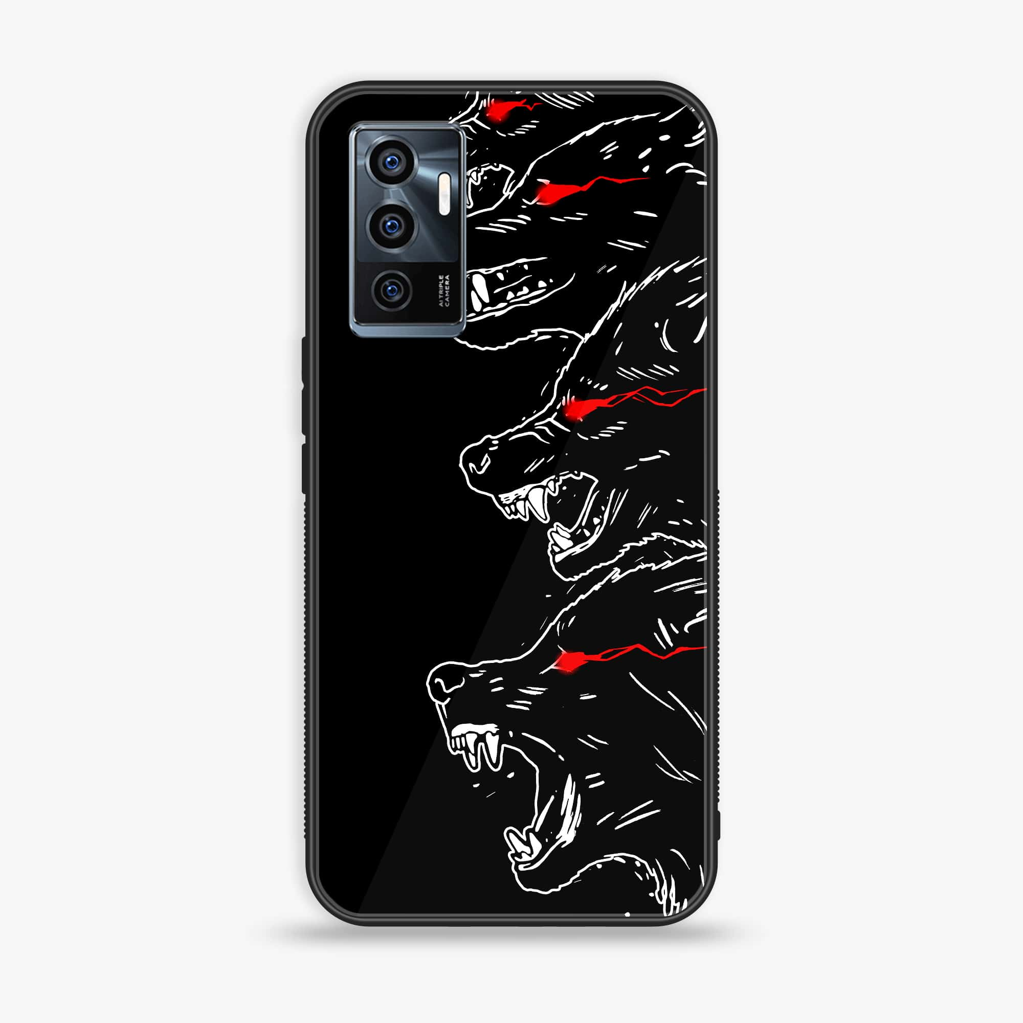 Vivo V23e - Black Art Series - Premium Printed Glass soft Bumper shock Proof Case