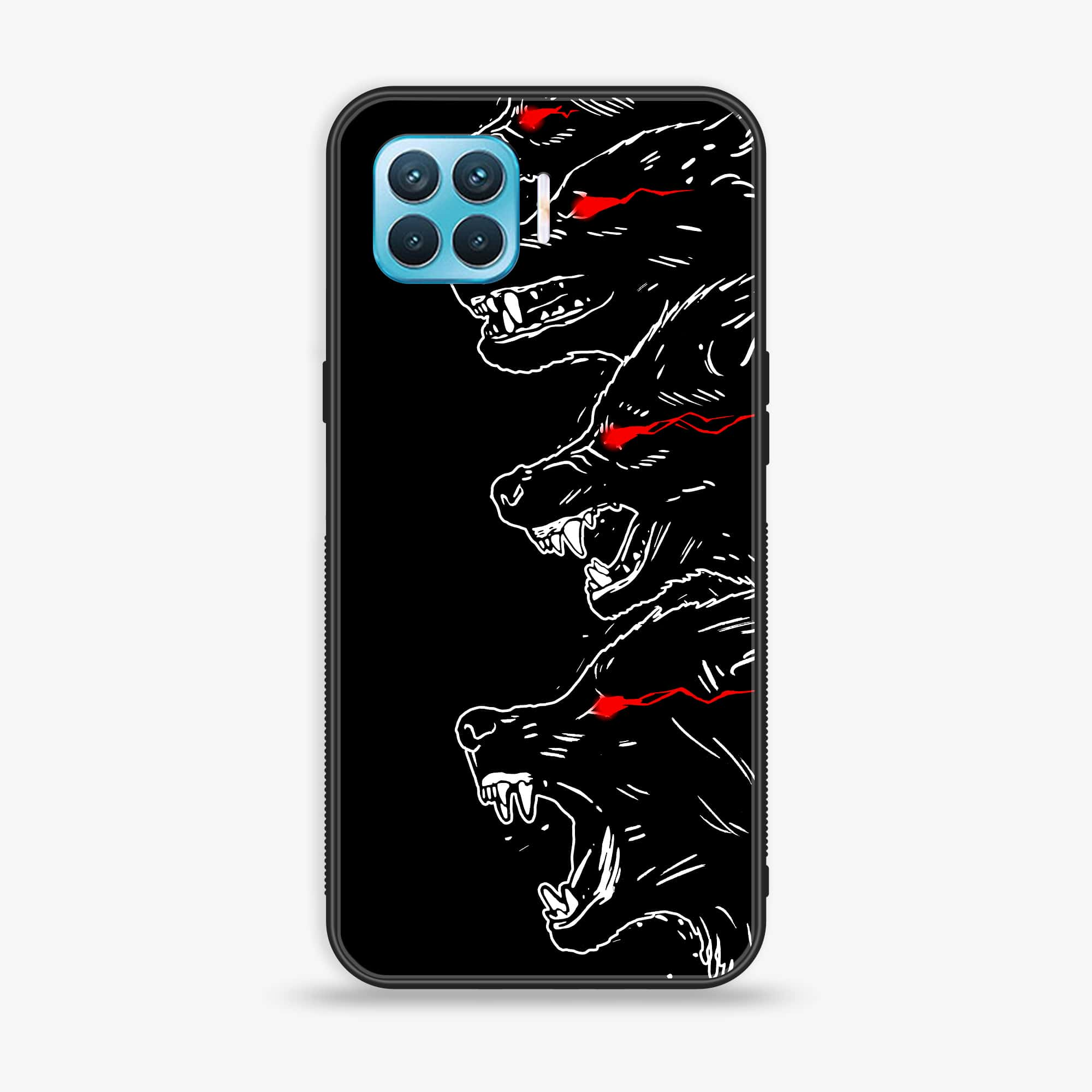 Oppo F17 Pro - Black Art Series - Premium Printed Glass soft Bumper shock Proof Case