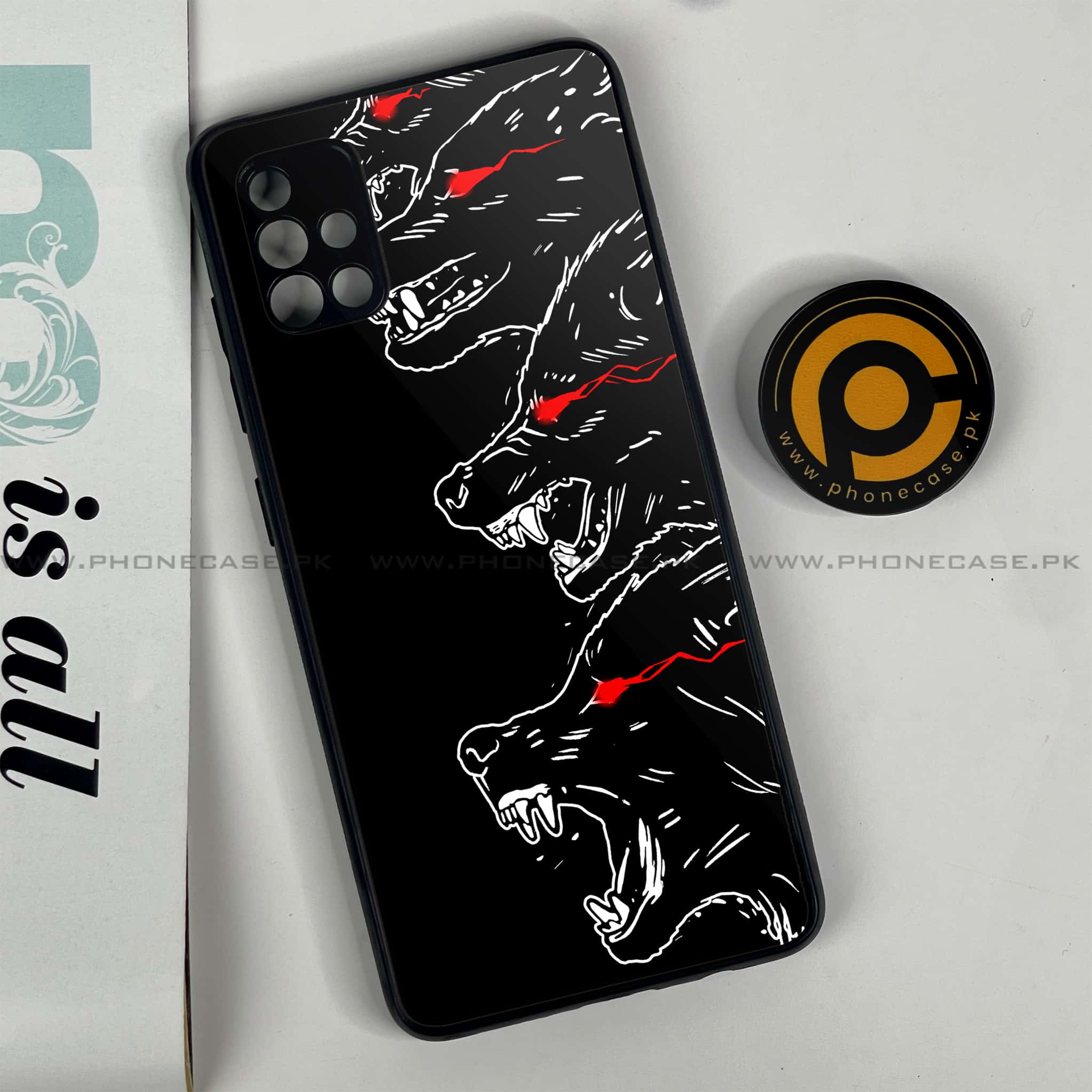 Samsung Galaxy A51 Black Art Series Premium Printed Glass soft Bumper shock Proof Case