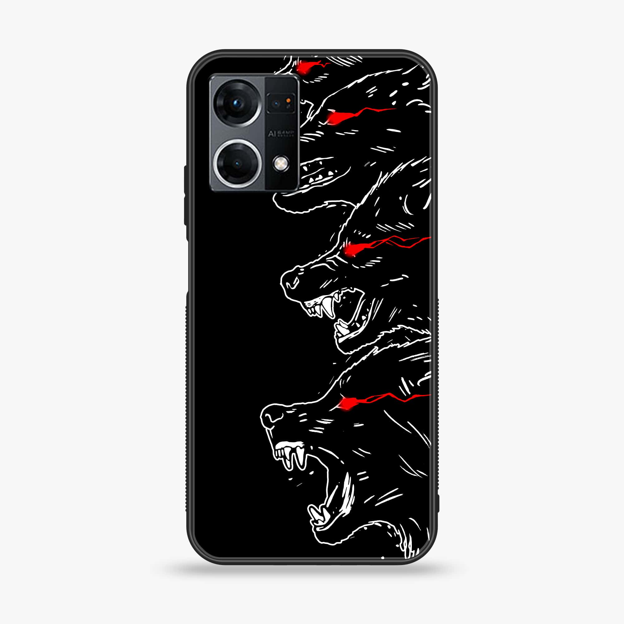 Oppo Reno 7 - Black Art Series - Premium Printed Glass soft Bumper shock Proof Case