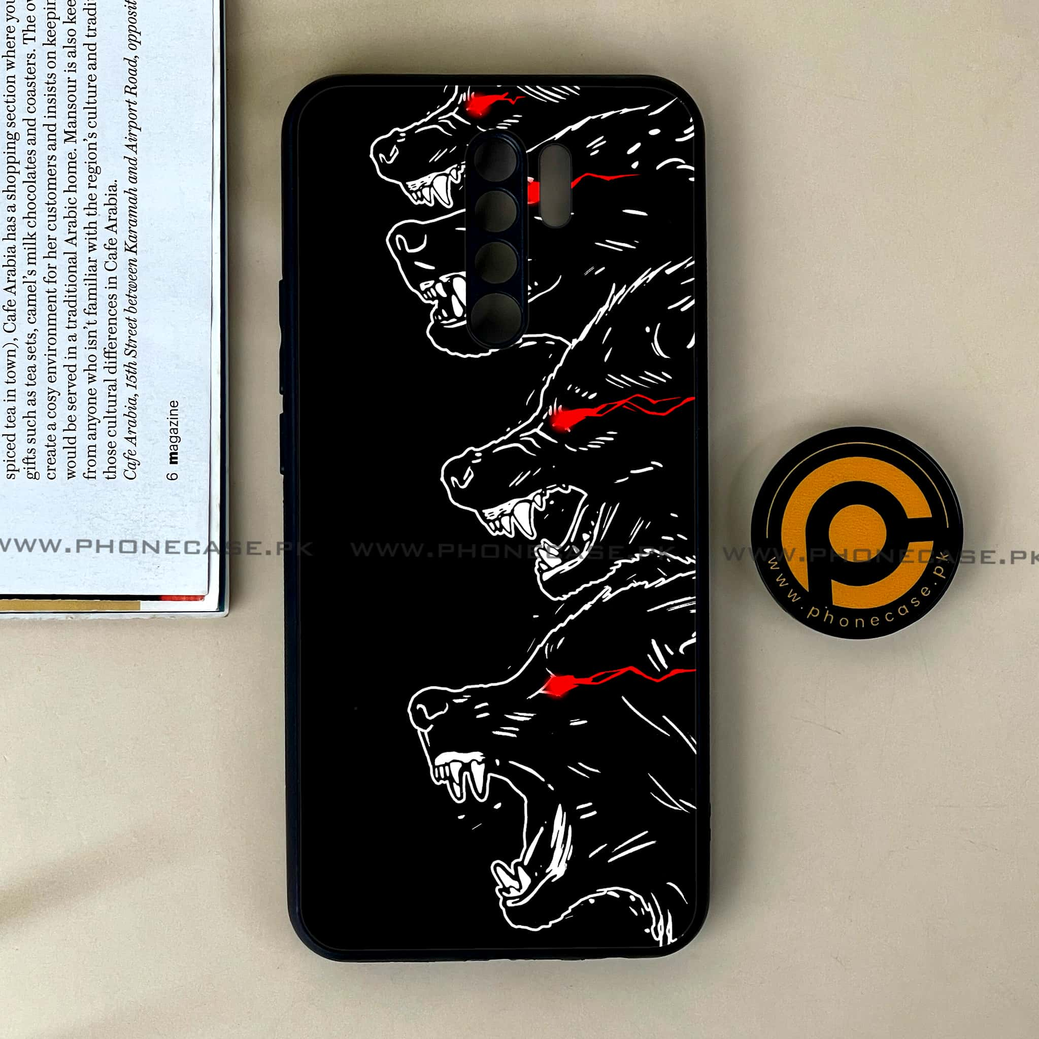 Xiaomi Redmi 9 - Black Art Series - Premium Printed Glass soft Bumper shock Proof Case