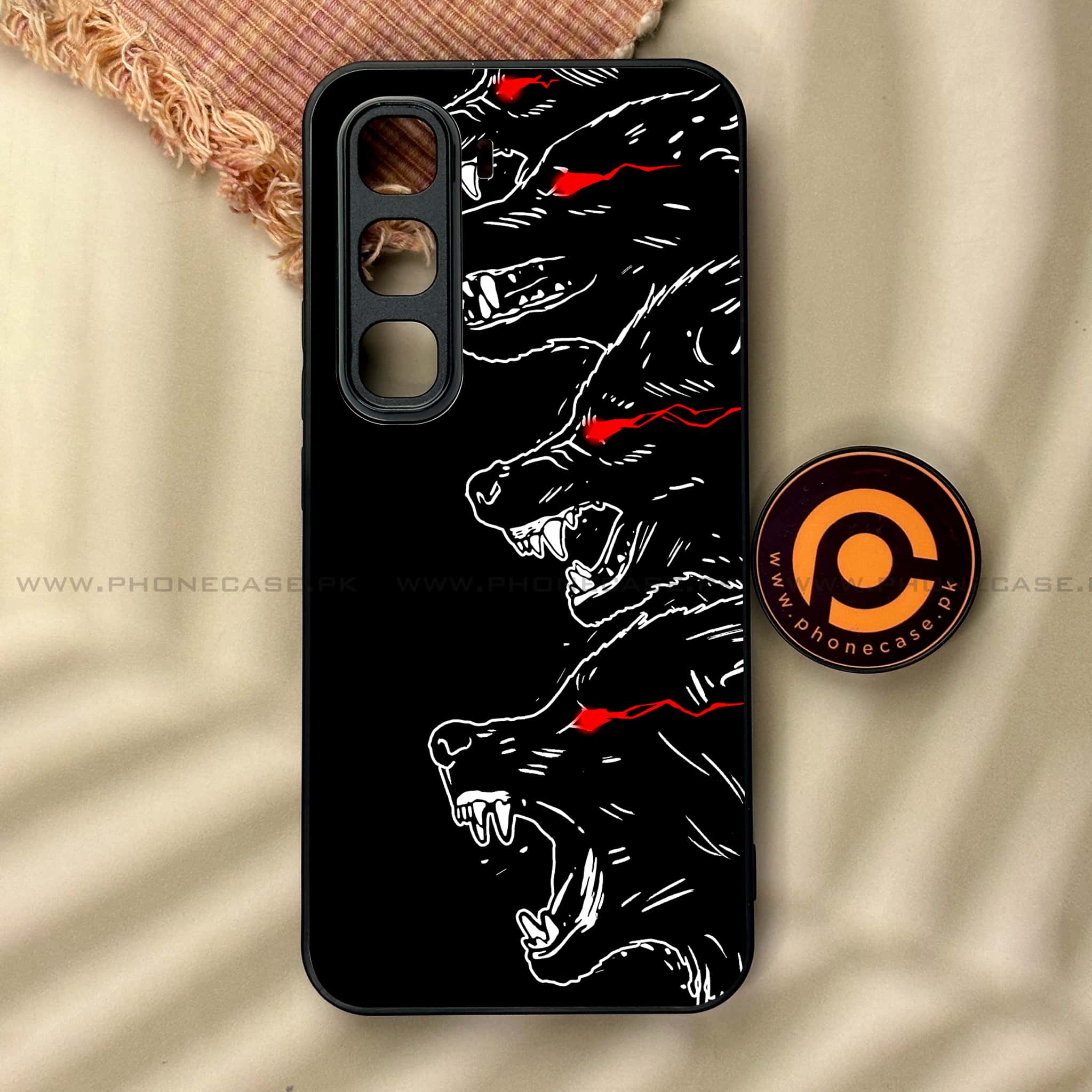Infinix Hot 60 Pro - Black Art Series - Premium Metal Printed soft Bumper shock Proof Case
