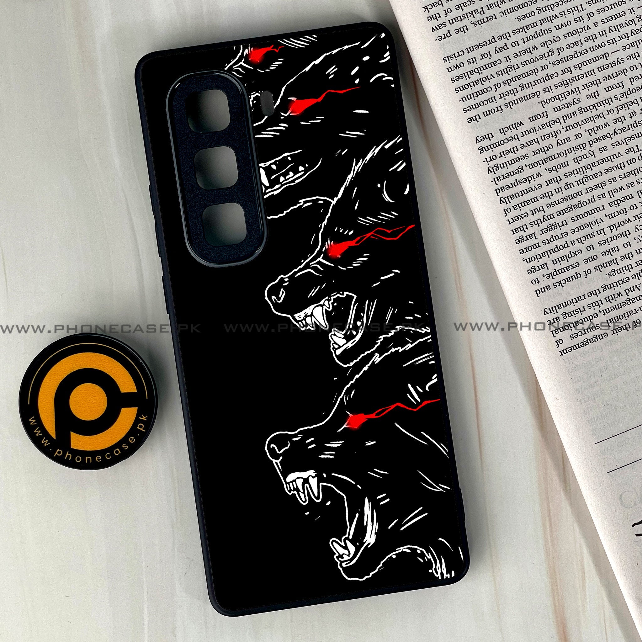Infinix Hot 60 Pro Plus - Black Art Series - Premium Metal Printed soft Bumper shock Proof Case