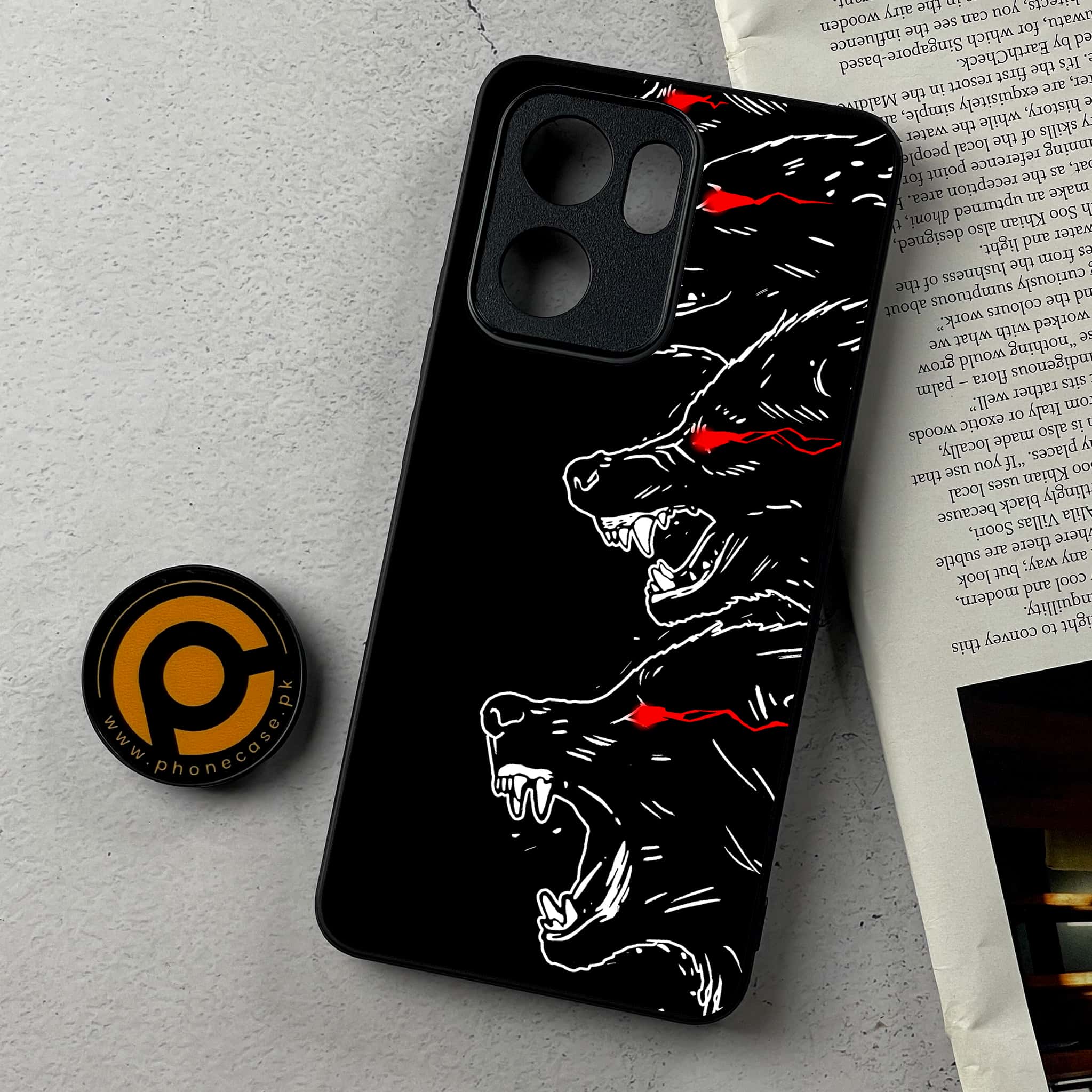Oppo Reno 13F - Black Art Series - Premium Metal Printed Soft Bumper Shockproof Case