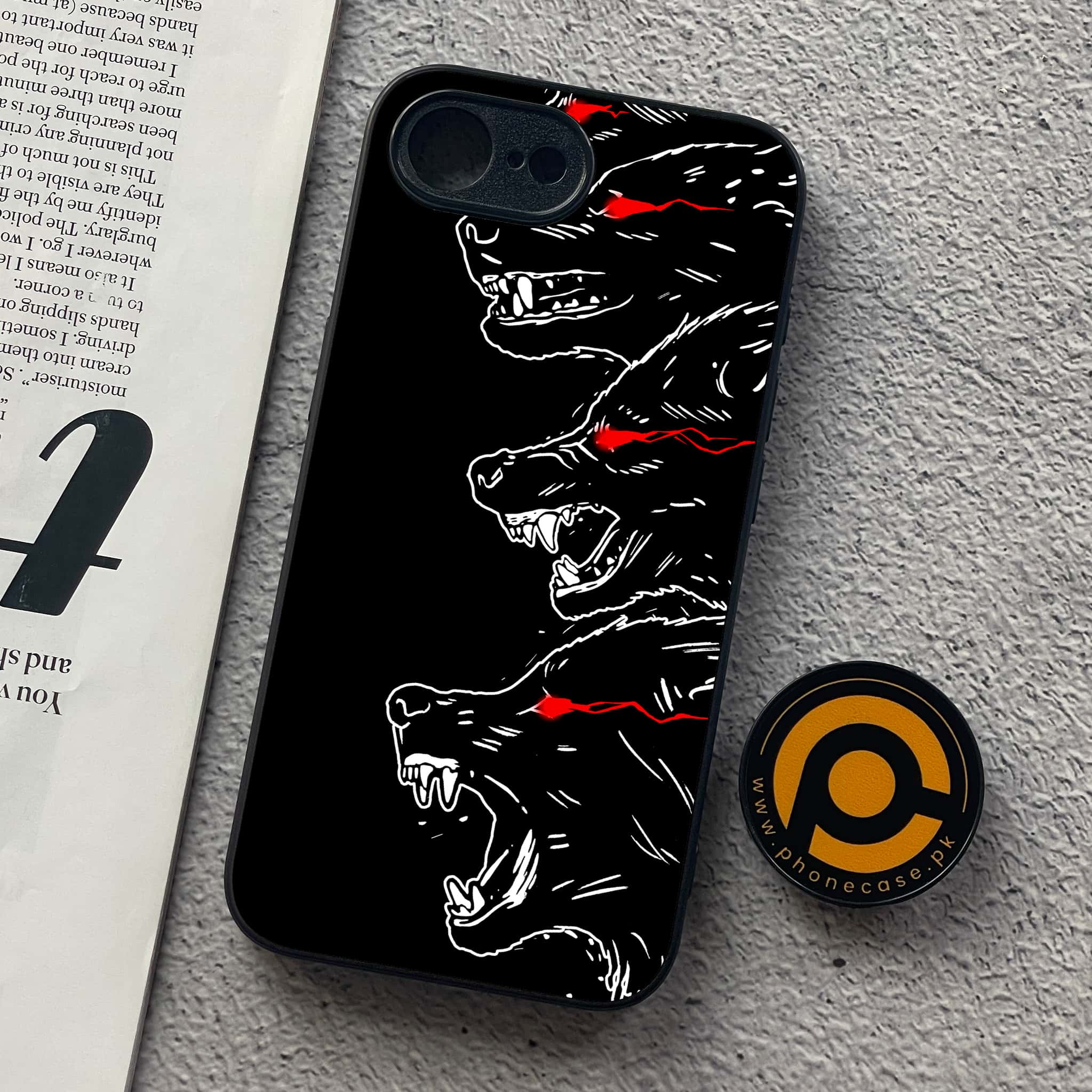 iPhone 16e - Black Art Series - Premium Metal  Printed soft Bumper shock Proof Case
