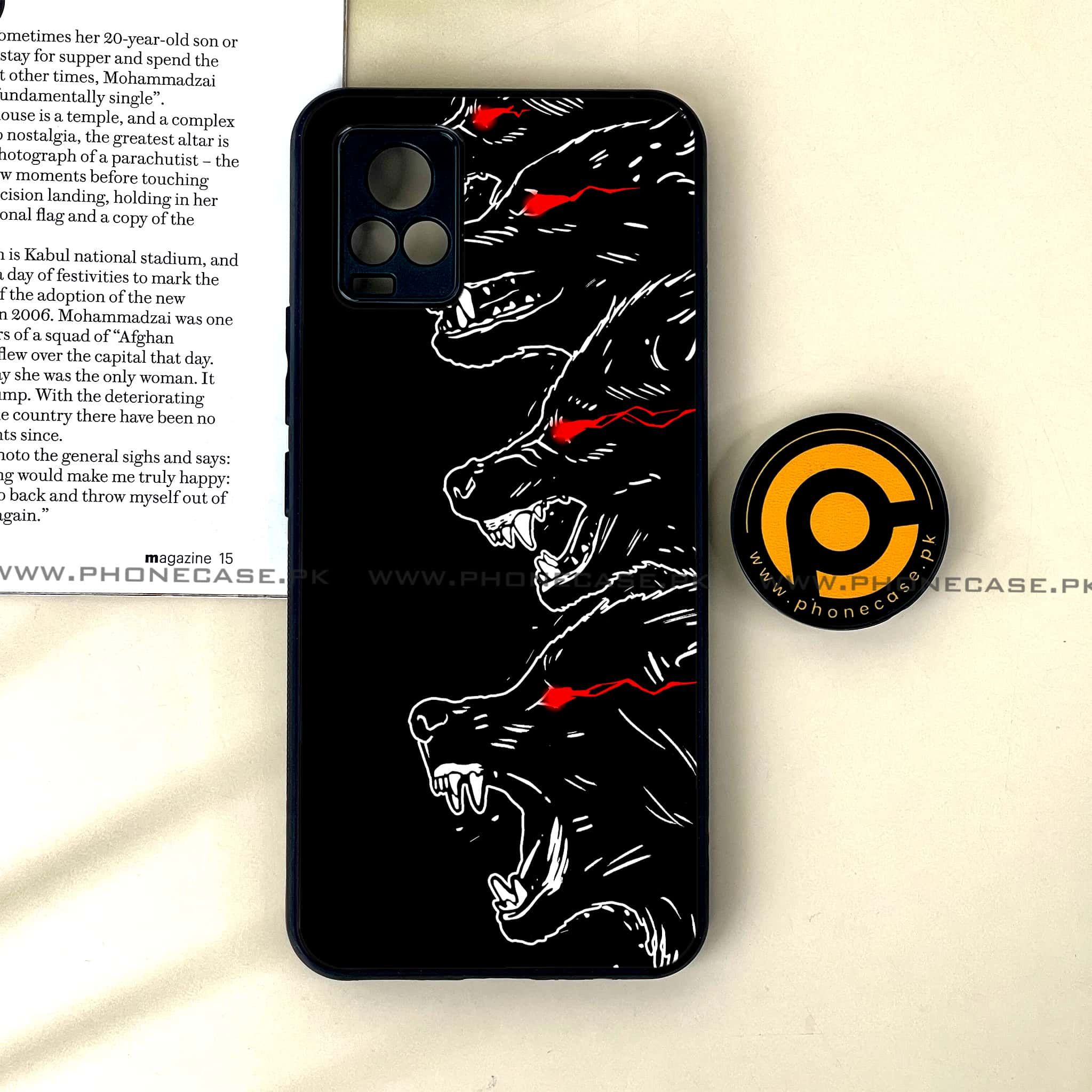 Vivo V20 - Black Art Series - Premium Printed Glass soft Bumper shock Proof Case