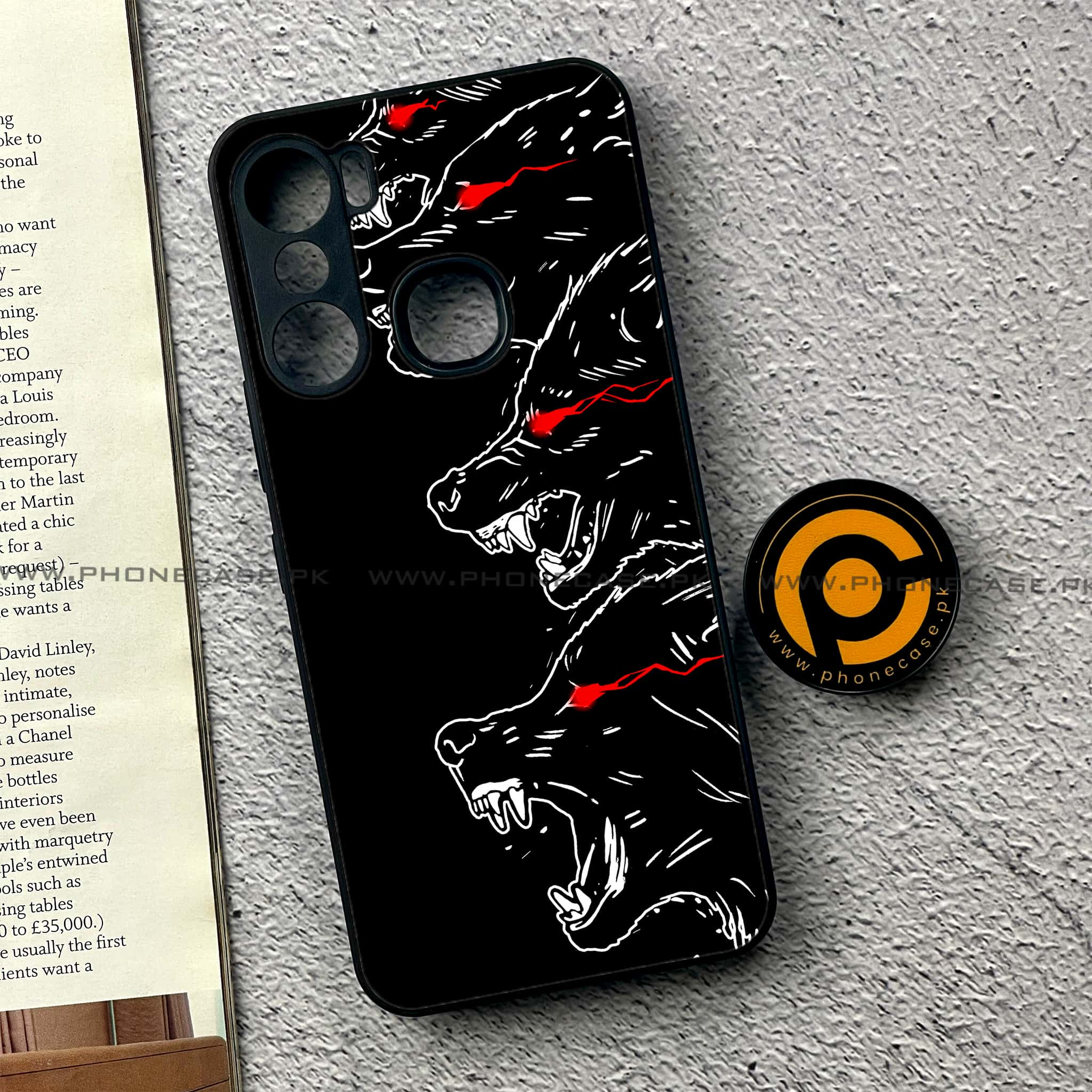 Infinix Hot 12 Pro - Black Art Series - Premium Printed Glass soft Bumper shock Proof Case