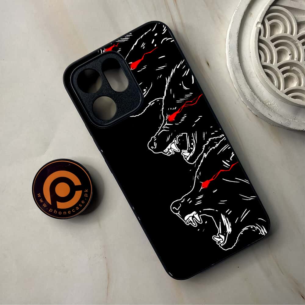 Oppo Reno 14F - Black Art Series - Premium Metal Printed Soft Bumper Shockproof Case