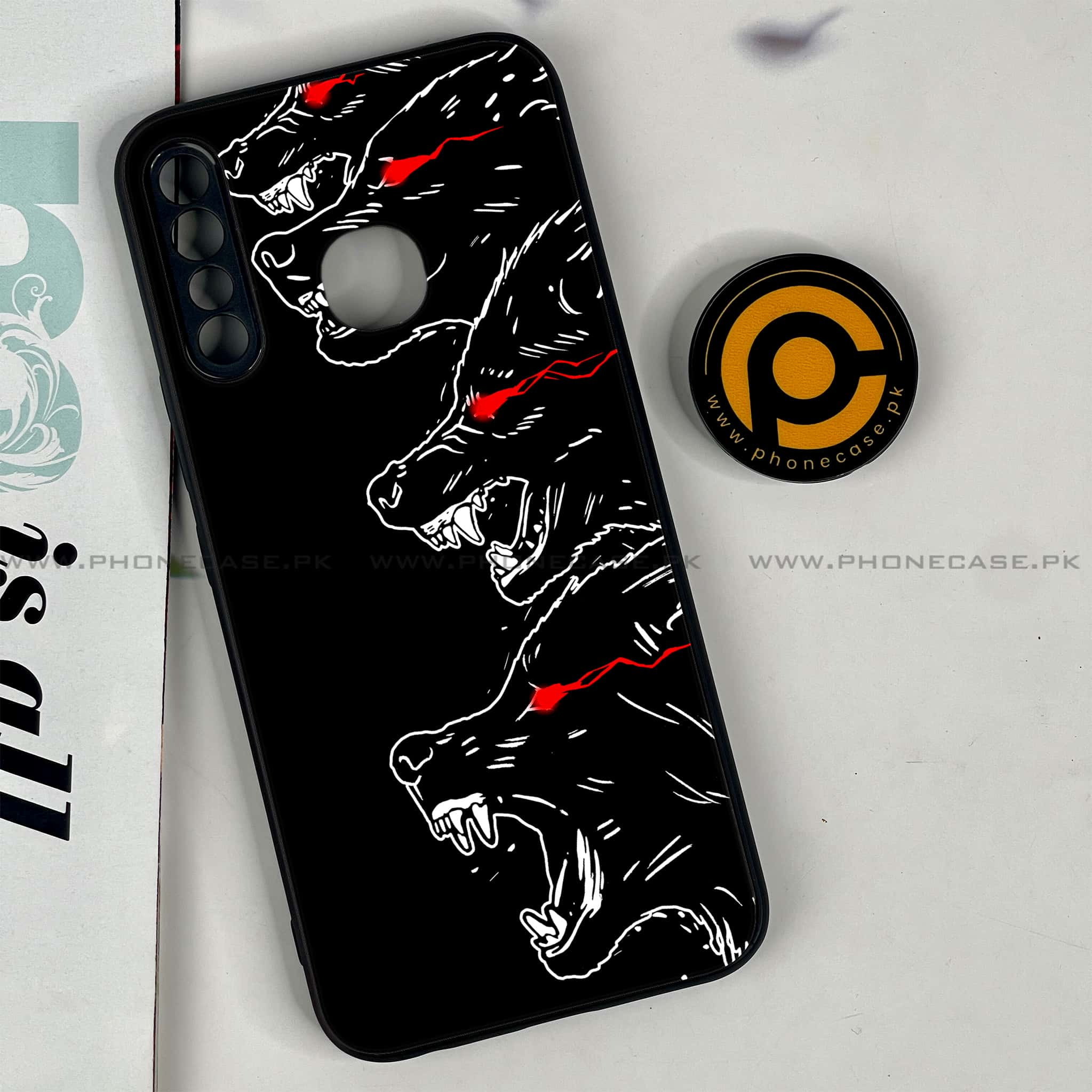 Infinix Hot 8 Lite - Black Art Series - Premium Printed Glass soft Bumper shock Proof Case