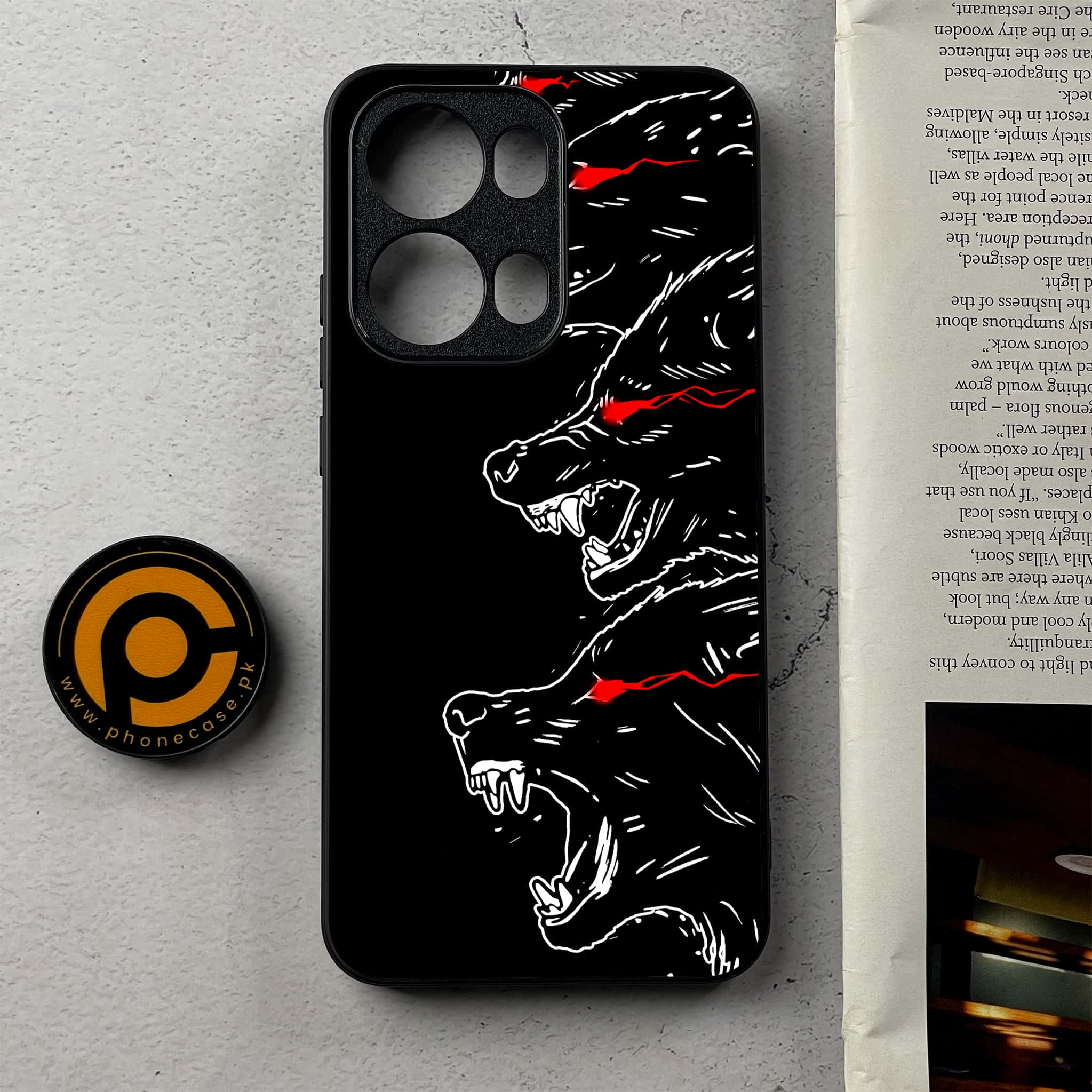Oppo Reno 13 Pro -Black Art Series - Premium Metal Printed Soft Bumper Shockproof Case