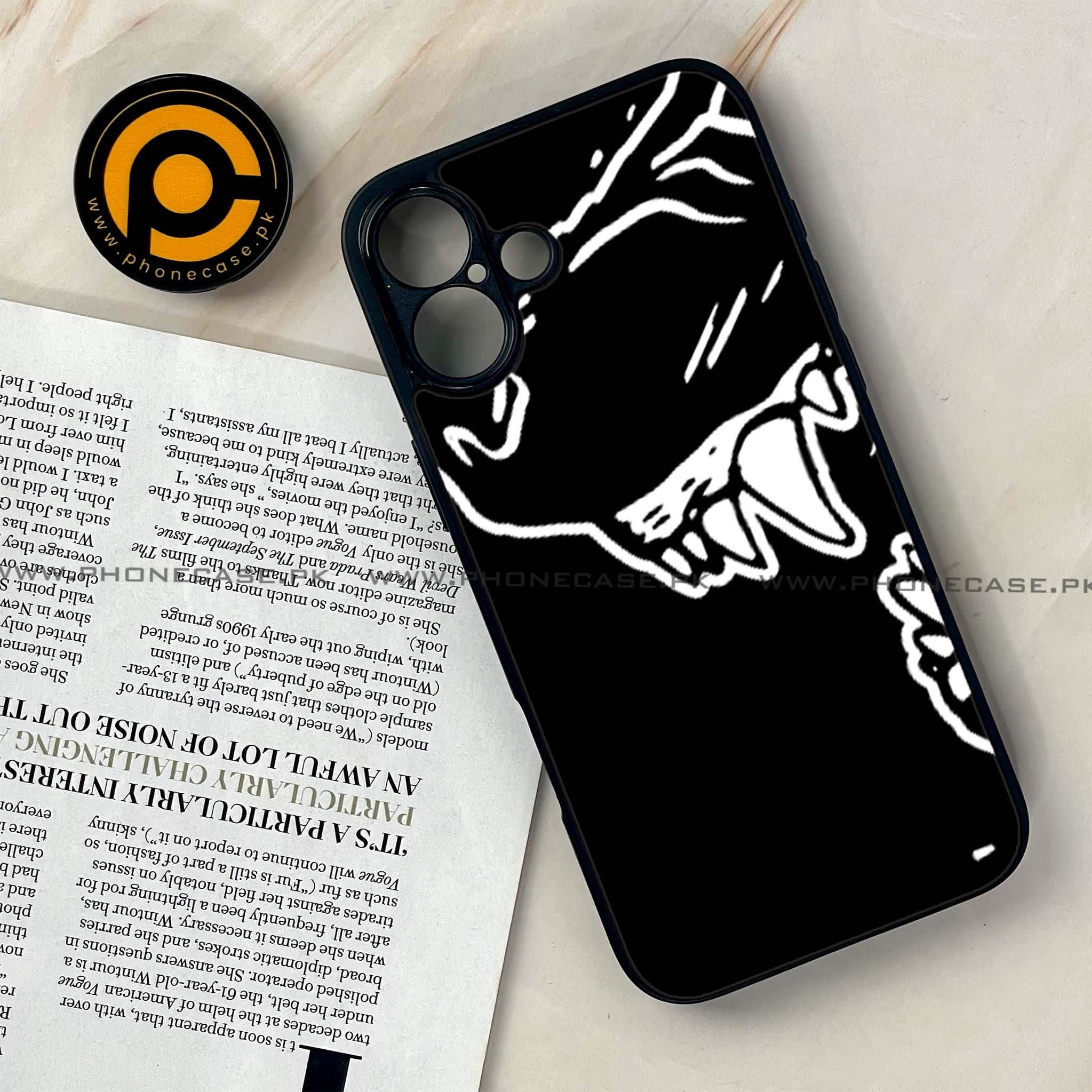 iPhone 16 - Black Art Series - Premium Printed Glass soft Bumper shock Proof Case