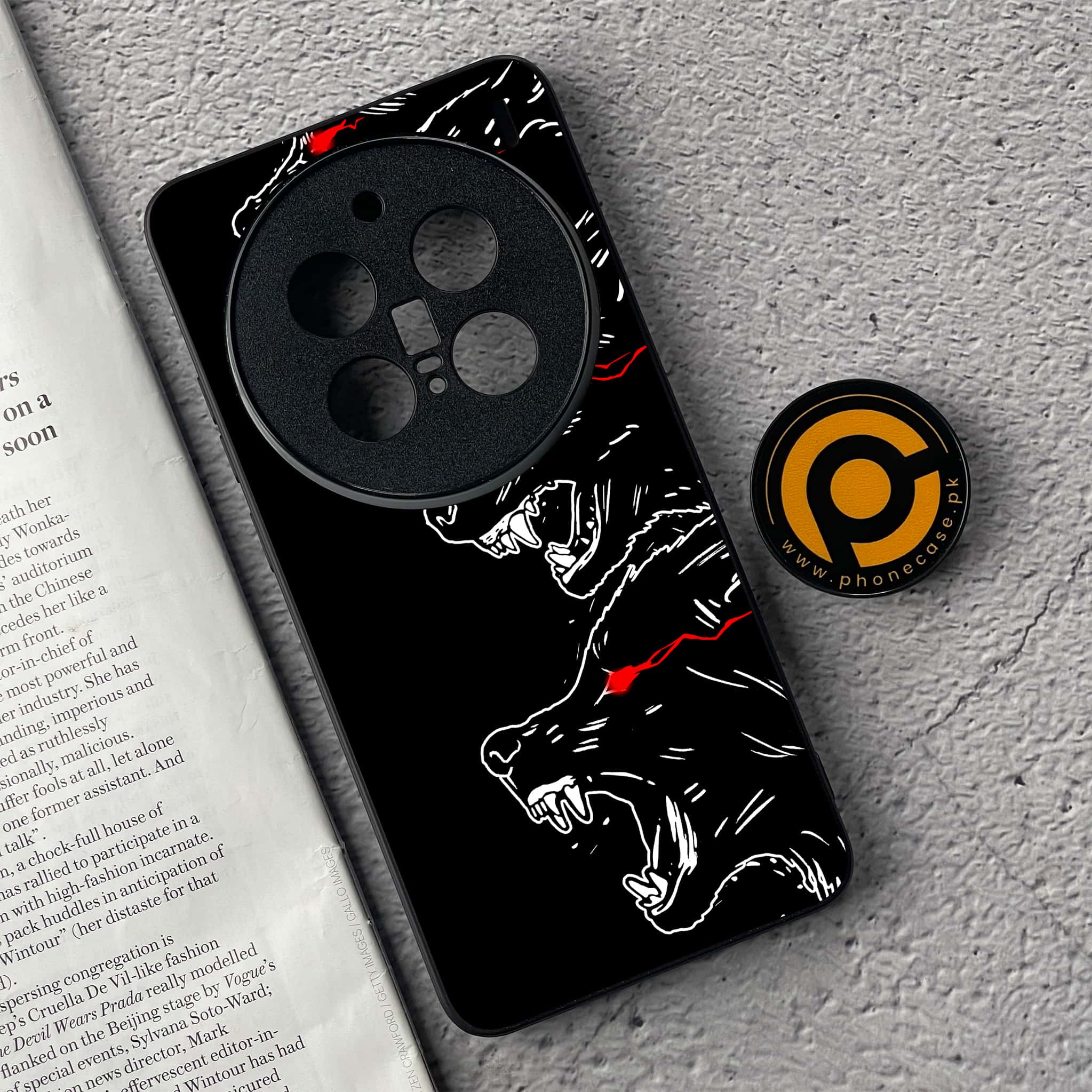 Vivo X200 Pro - Black Art Series - Premium Metal  Printed soft Bumper shock Proof Case