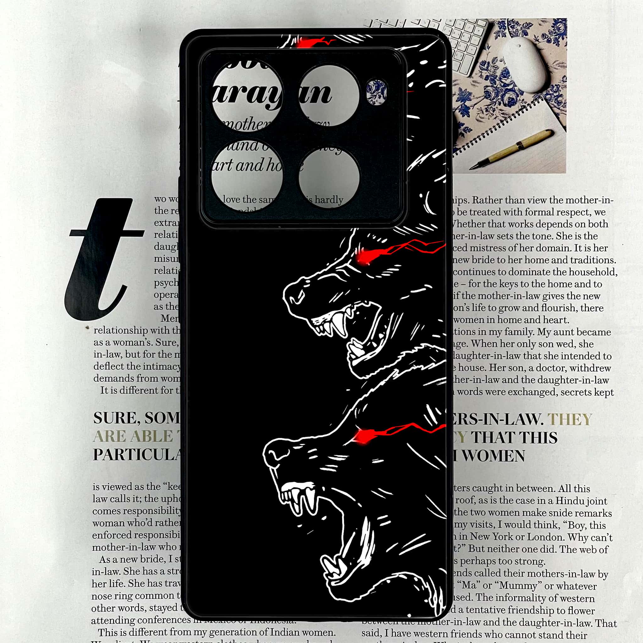 Infinix Note 40 Pro Plus - Black Art Series - Premium Metal Printed soft Bumper shock Proof Case